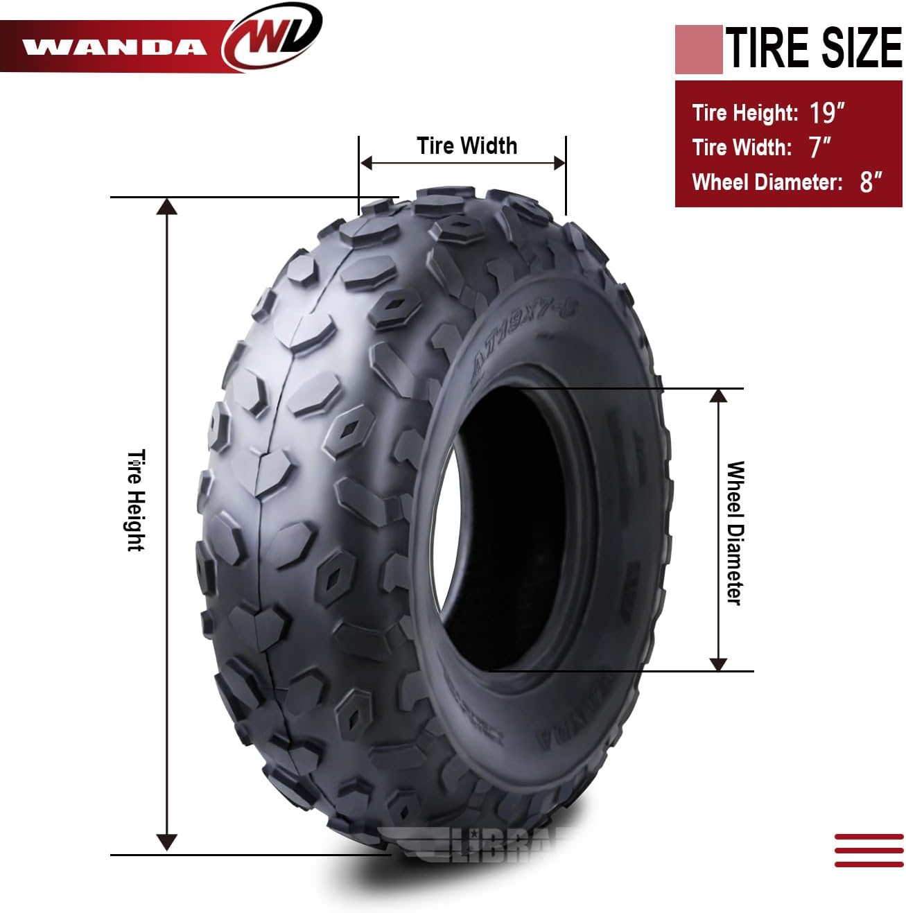 WANDA One New Sport ATV Tires 19X78 19x7x8 4PR 10038