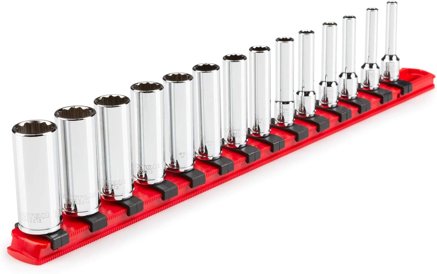 TEKTON 1/4 Inch Drive 12-Point Socket Set with Rails and Tray, 22-Piece (5/32-9/16 in.) | SHD90213