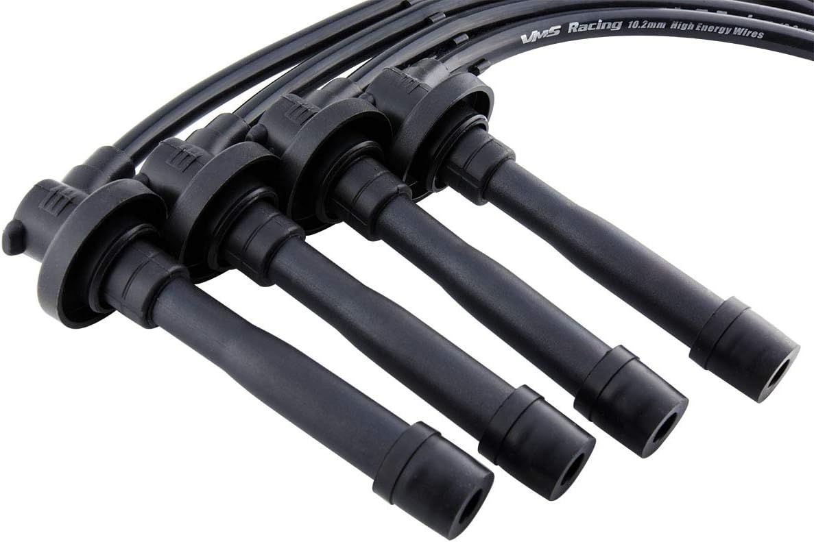 VMS RACING 10.2mm High Performance Engine Ignition Spark Plug Wires Wire Set in Black Compatible with Honda Acura Integra B18 B18b Db7 Db8 Dc2 Dc3 Dc4 Sir 2 GSR Itr Type R Dohc VTEC Non-VTEC 94-01