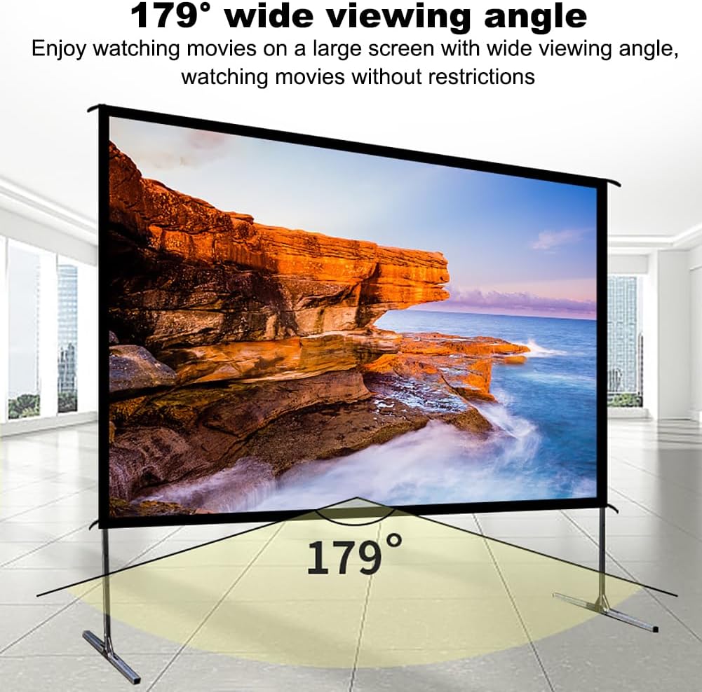 ASSYA 16:9 Multifunctional HD Portable Movie Display, Projector Screen with Bracket, Suitable for Camping, Backyard Parties, Weddings, Speeches,72 inches
