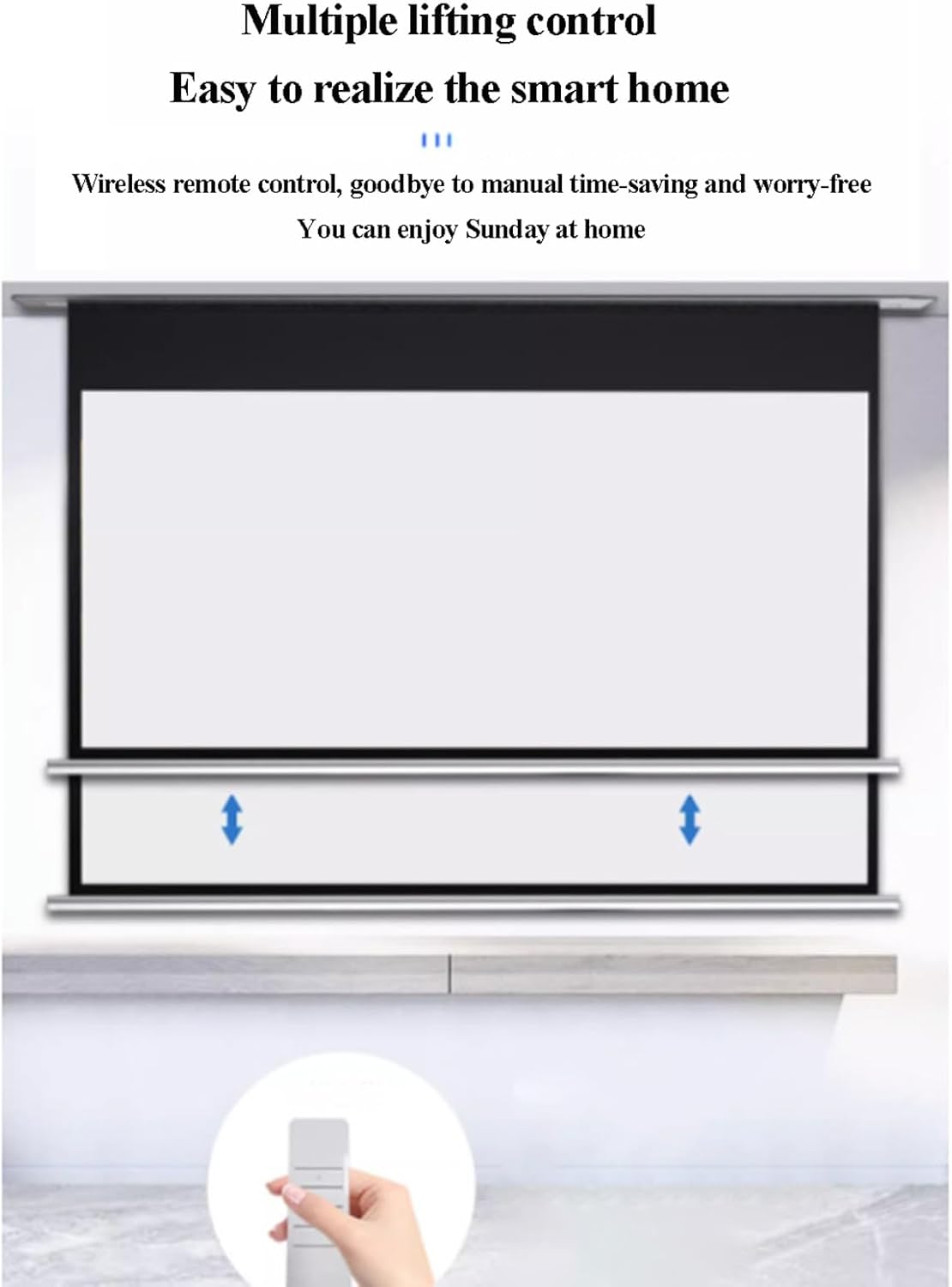 100" Motorized Projector Screen, Electric Diagonal Automatic Projection with Remote Control, 16:9 Wall/Ceiling Mount Movies Screen for Office Video Game (72in)