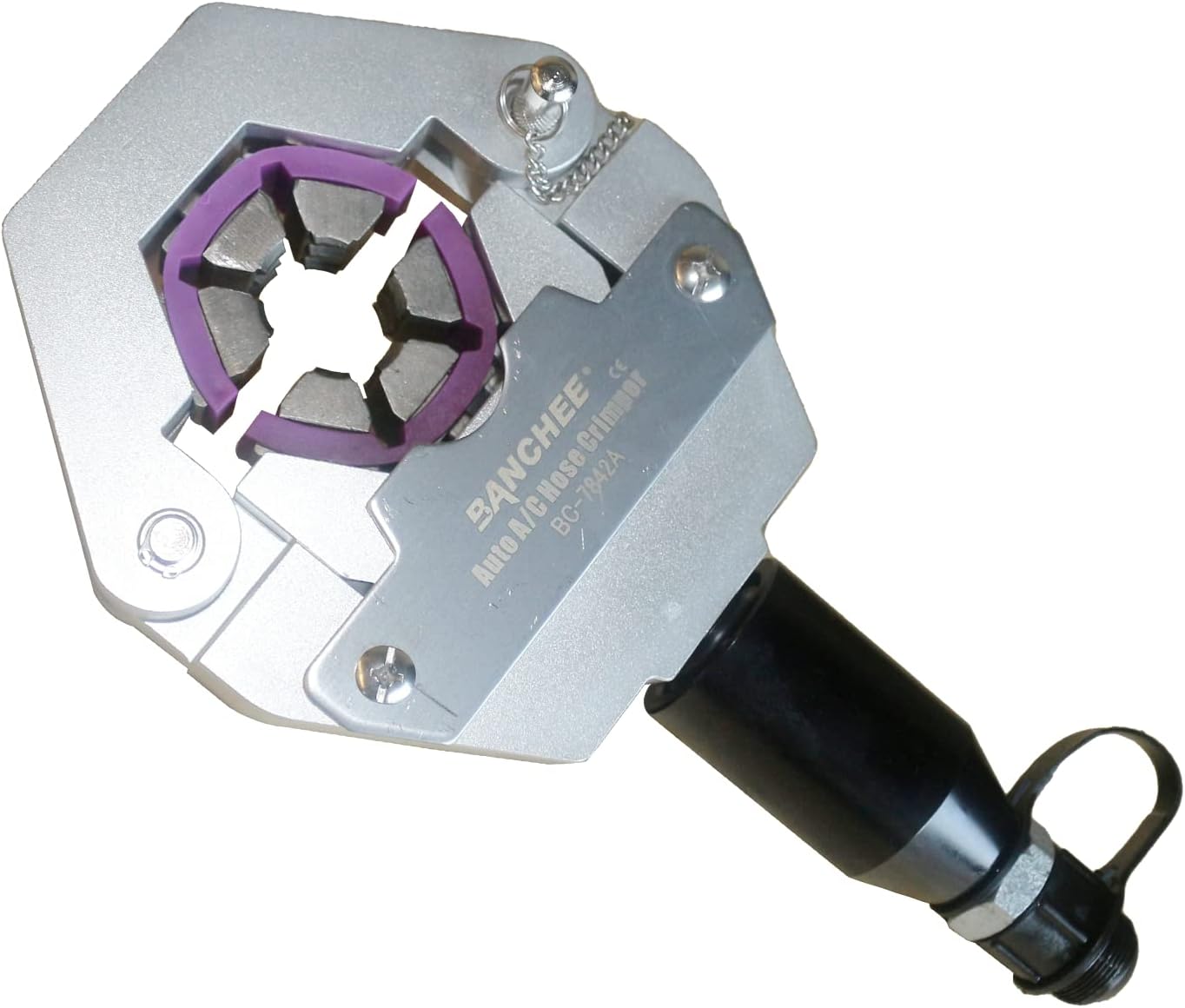 BANCHEE hydraulic hose crimping tool AC Crimping Tool for Barbed and Beaded Hose Fittings, Air Conditioning Repaire Ac Hose Crimper with 7 Die Set (BC-7842P)