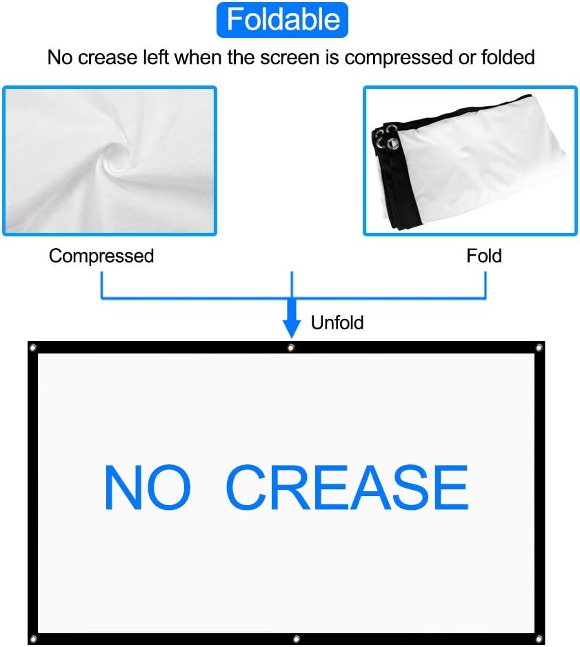120 inch 16:9 Screen for Projector Portable Projector Screen Foldable Projection Screen Front Rear for Home Theater Outdoor
