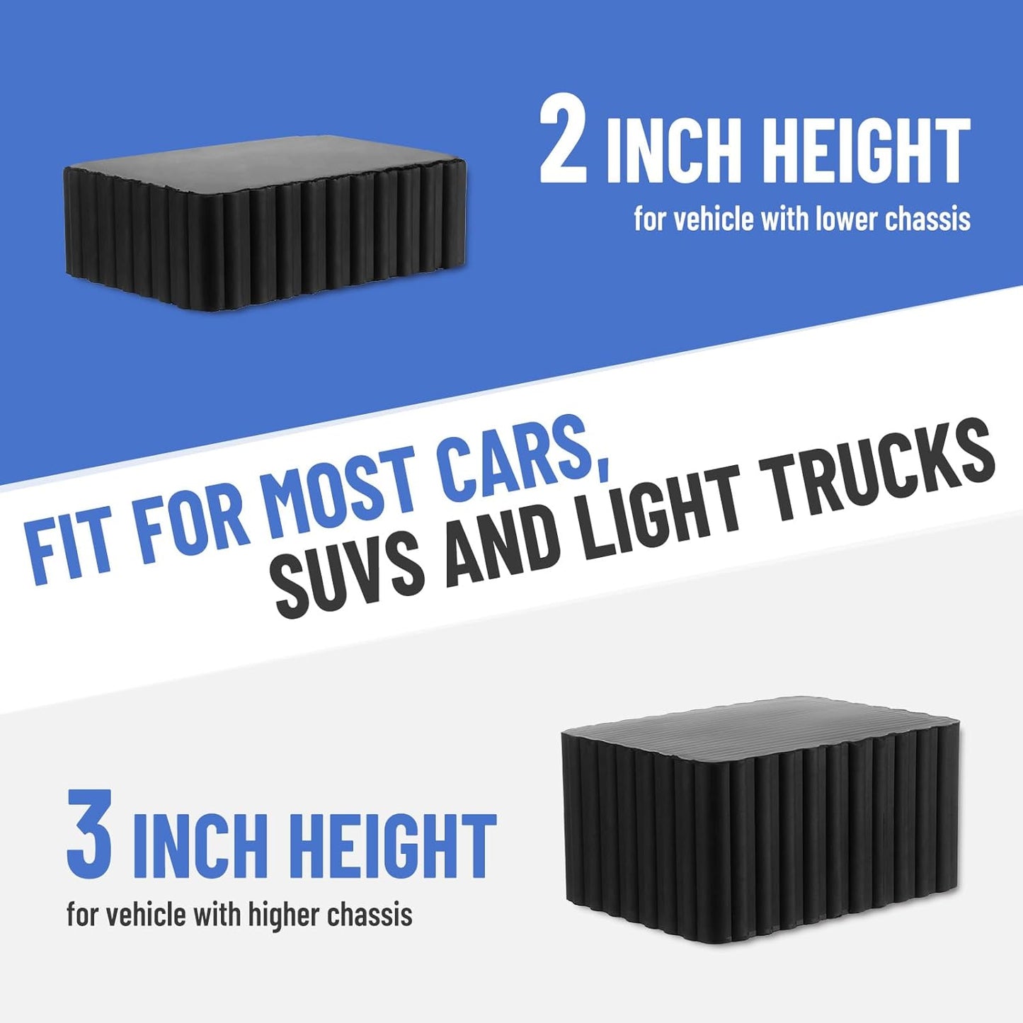 4 Pack Solid Rubber Auto Lift Pads, Anti-Skid Lift Block Spacer Pad for Car Lifts, Jacks and Racks, 3000lbs Loading Capacity, 6-1/3" x 4-3/4" x 2"