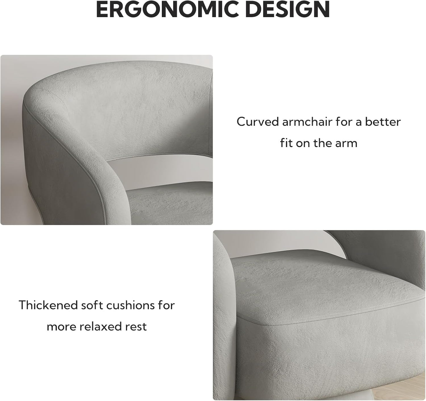 ANJ Swivel Accent Chair Set of 2, Modern Luxury Velvet Accent Chair, Comfy Round Armchiars, 360 Degree Swivel Barrel Chairs for Living Room, Bedroom Office, Grey