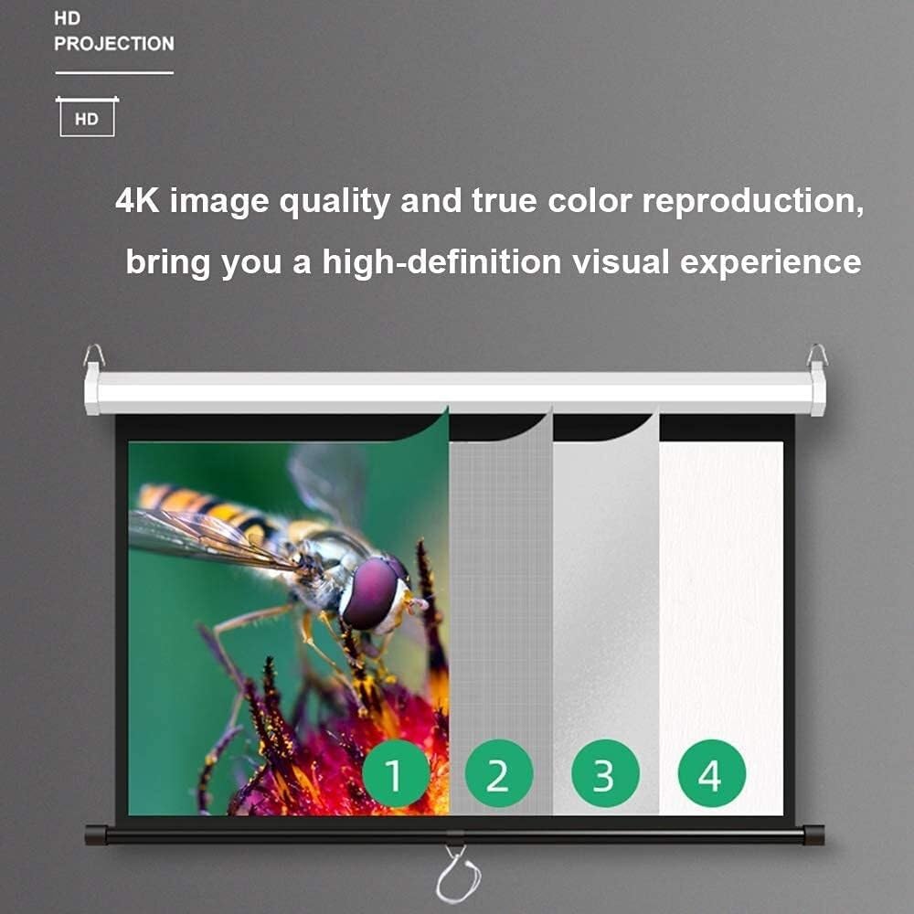 60-Inch Manual Projector Screen, 4:3 Format, Slow Retract Mechanism with 1.8 Gain, for Classroom, Party & Home Theater Use