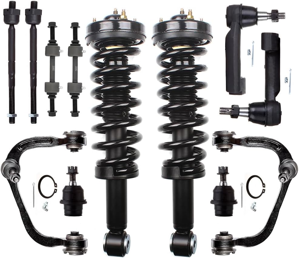 Struts Shock suspension kit for 2009 2010 2011 2012 2013 for ford for F-150 Front Complete Struts Assembly Control Arm and Ball Joint Assembly Ball Joint Stabilizer Bar Link Kit Tie Rod 12 Pcs