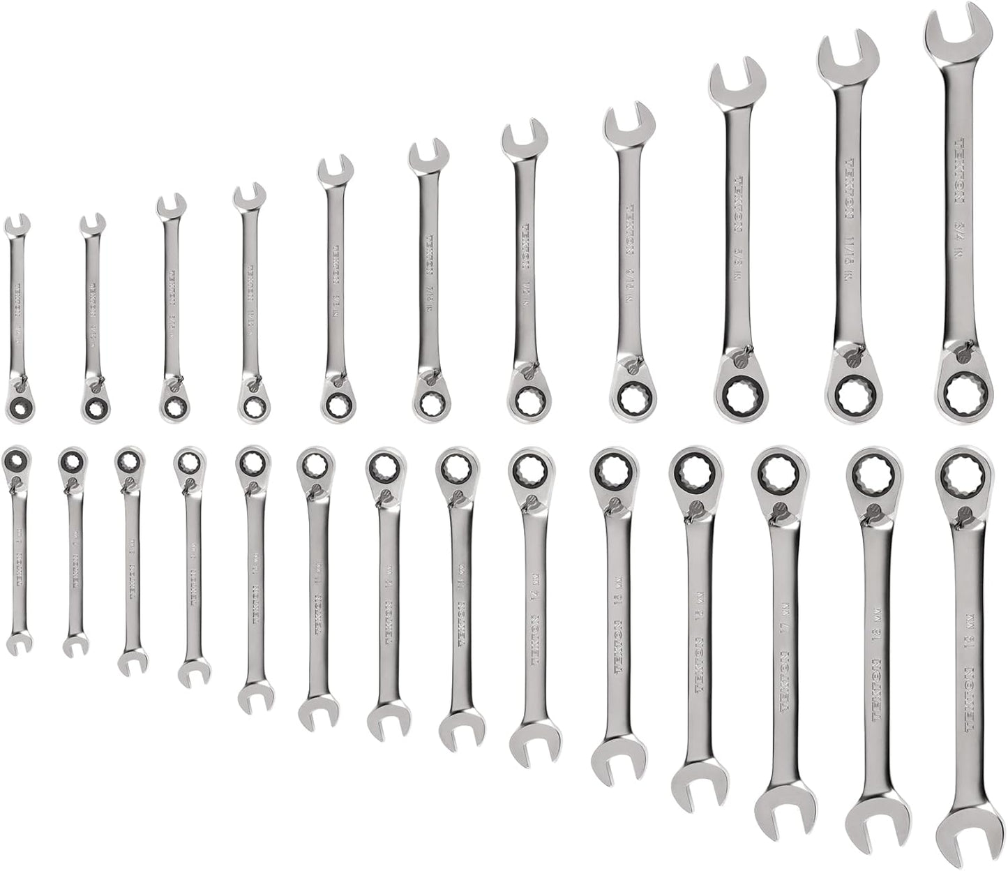 TEKTON Reversible 12-Point Ratcheting Combination Wrench Set with Modular Organizers, 25-Piece (1/4-3/4 in., 6-19 mm) | WRC94304