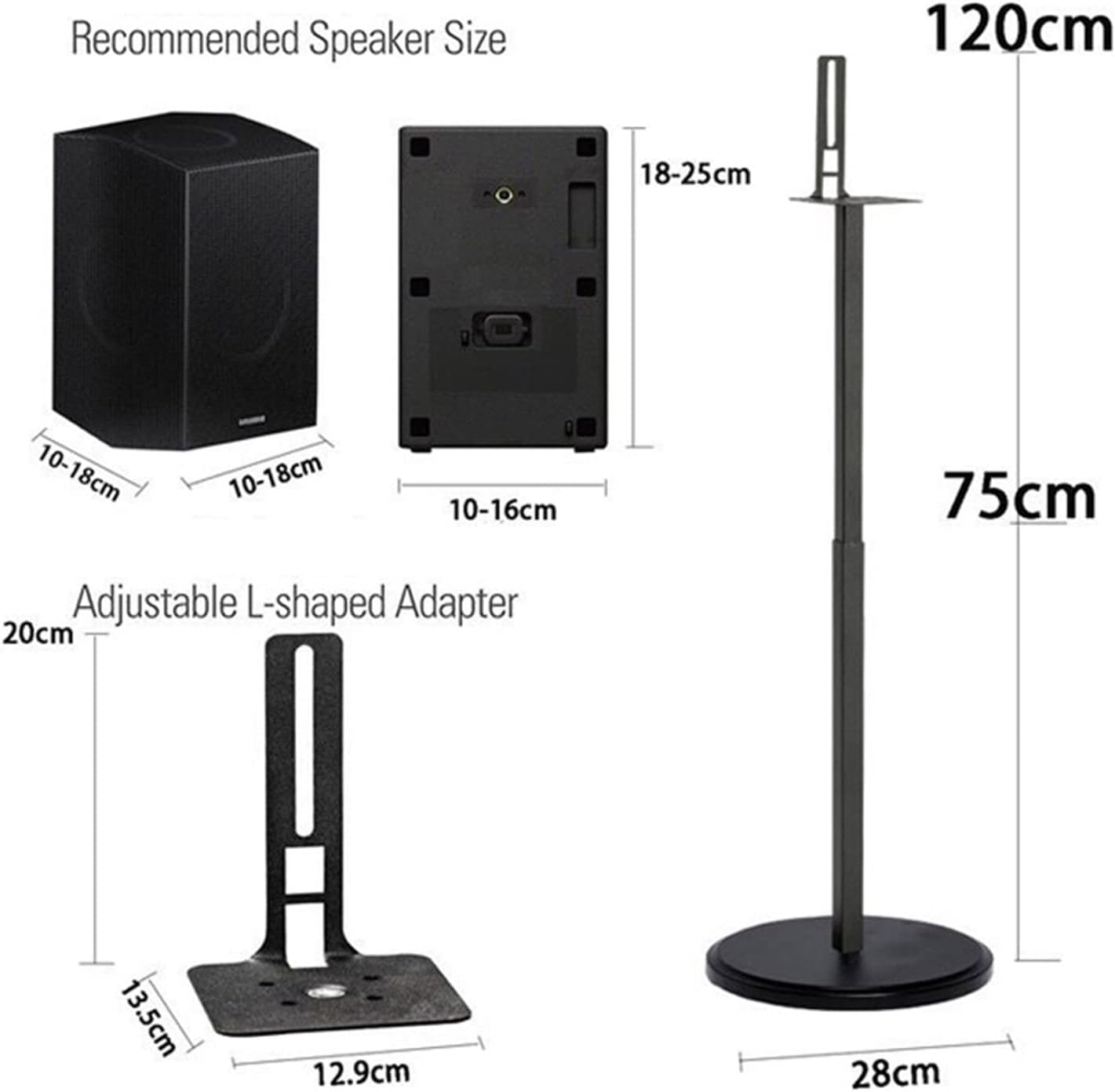 Speaker Mount Bracket Speaker Surround Floor Stand Satellite Stand Foot Stand Audio Stand Hanger Metal Lifting Bracket Heavy Duty Speaker Stand