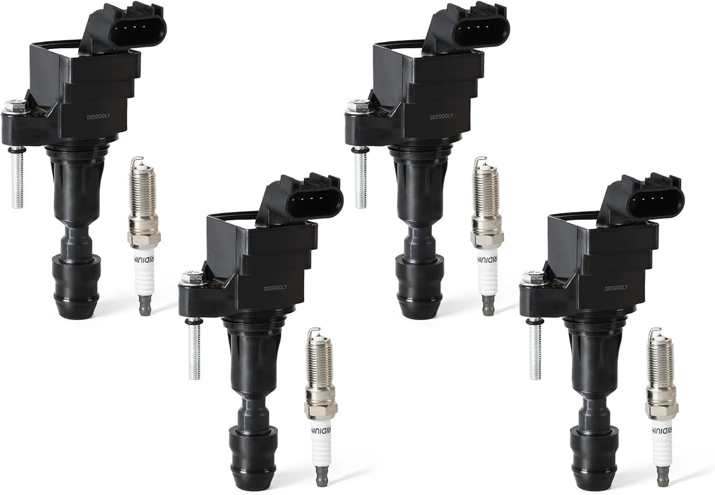 4PCS UF529 Ignition Coils & Iridium Spark Plugs Compatible with 2014-2016 Au-Di Q7 S6 Go-lf Je-tta CC Volk-swagen Allroad & Quattro Eos Replace OE 06E905115E 06H905115B