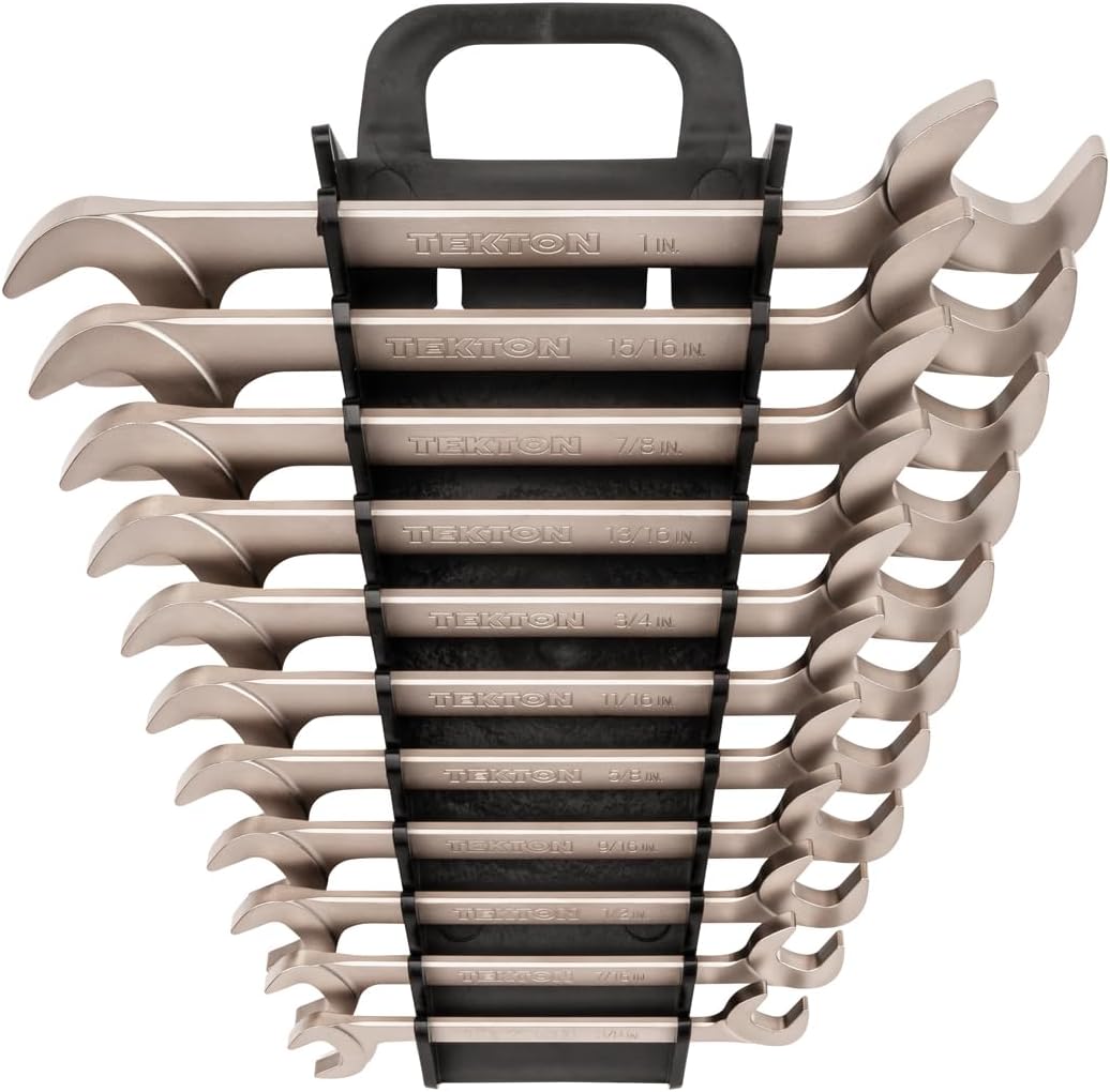 TEKTON Angle Head Open End Wrench Set with Pouch, 16-Piece (10-27 mm) | WAE92402 | Made in USA