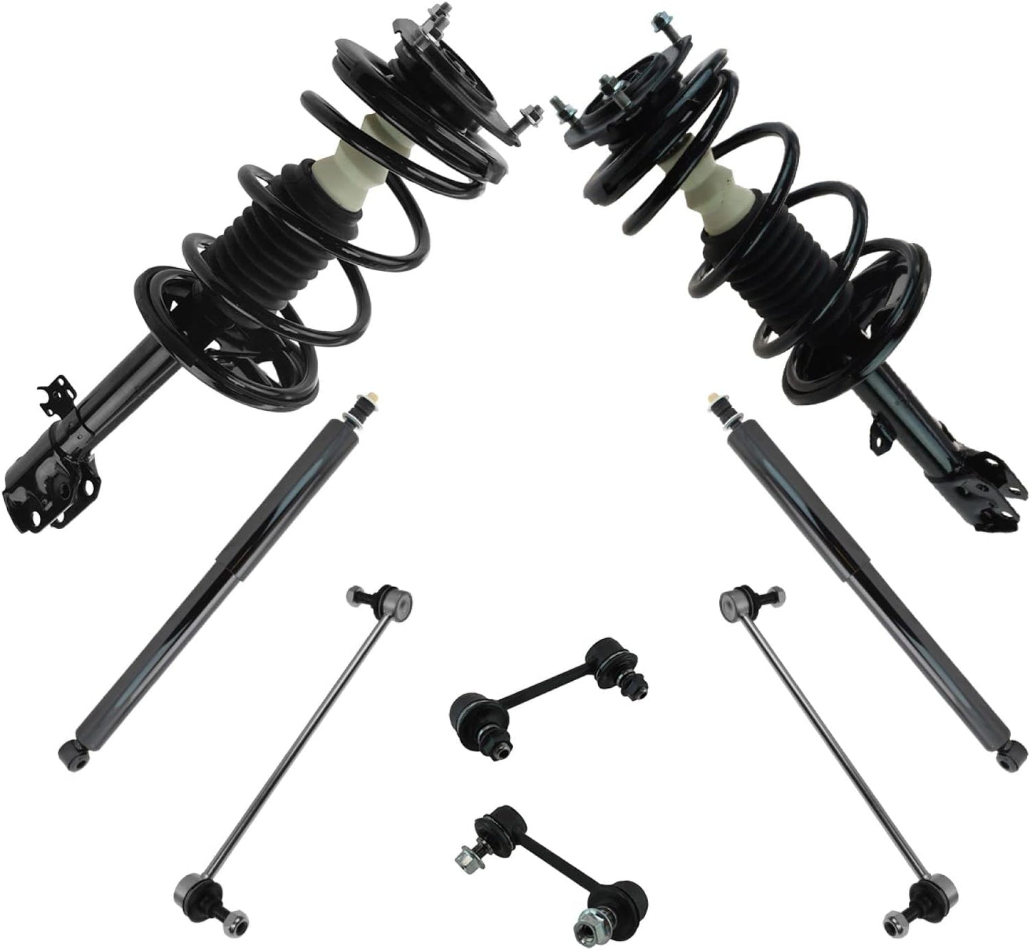 TRQ Front and Rear Suspension Kit Complete Strut & Coil Spring Assembly Shock Absorber Sway Bar Stabilizer Link Compatible with 06-13 BMW