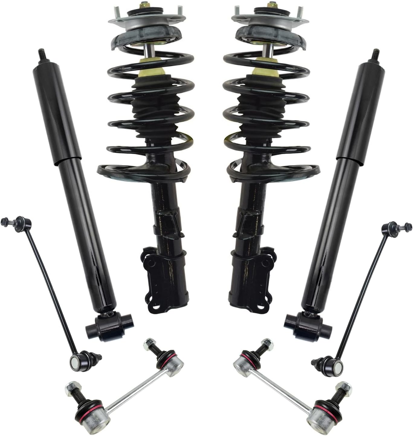 TRQ Front and Rear Suspension Kit Complete Strut & Coil Spring Assembly Shock Absorber Sway Bar Stabilizer Link Compatible with 06-13 BMW