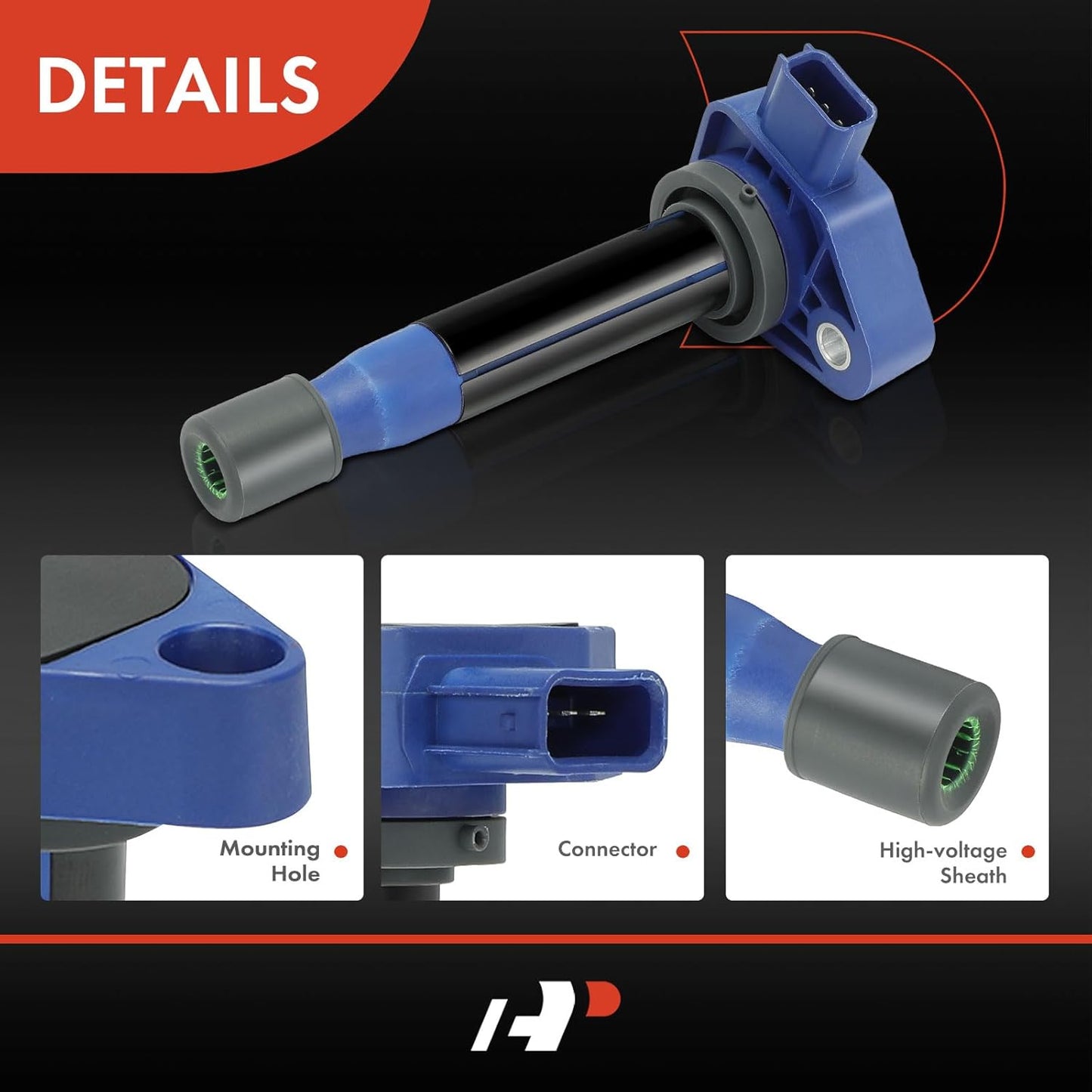 A-Premium (Blue) Engine Ignition Coil Pack Compatible with Honda Accord 2000-2003 3.0L, Odyssey 1999-2010 3.5L & Acura TL 1999-2008 3.2L 3.5L, CL 2001-2003 3.2L, RL 2005-2008 3.5L, 6-PC Set