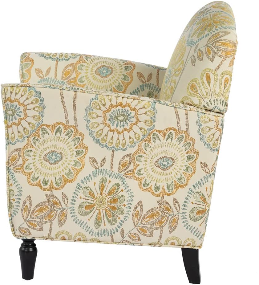 Accent Chair, Modern Tufted Upholstered Living Room Chair Armchair with Wood Gourd Legs, Comfy Leisure Club Chair Single Sofa Chair with High Backrest and Padded Cushion for Living Room Bedroom Yellow