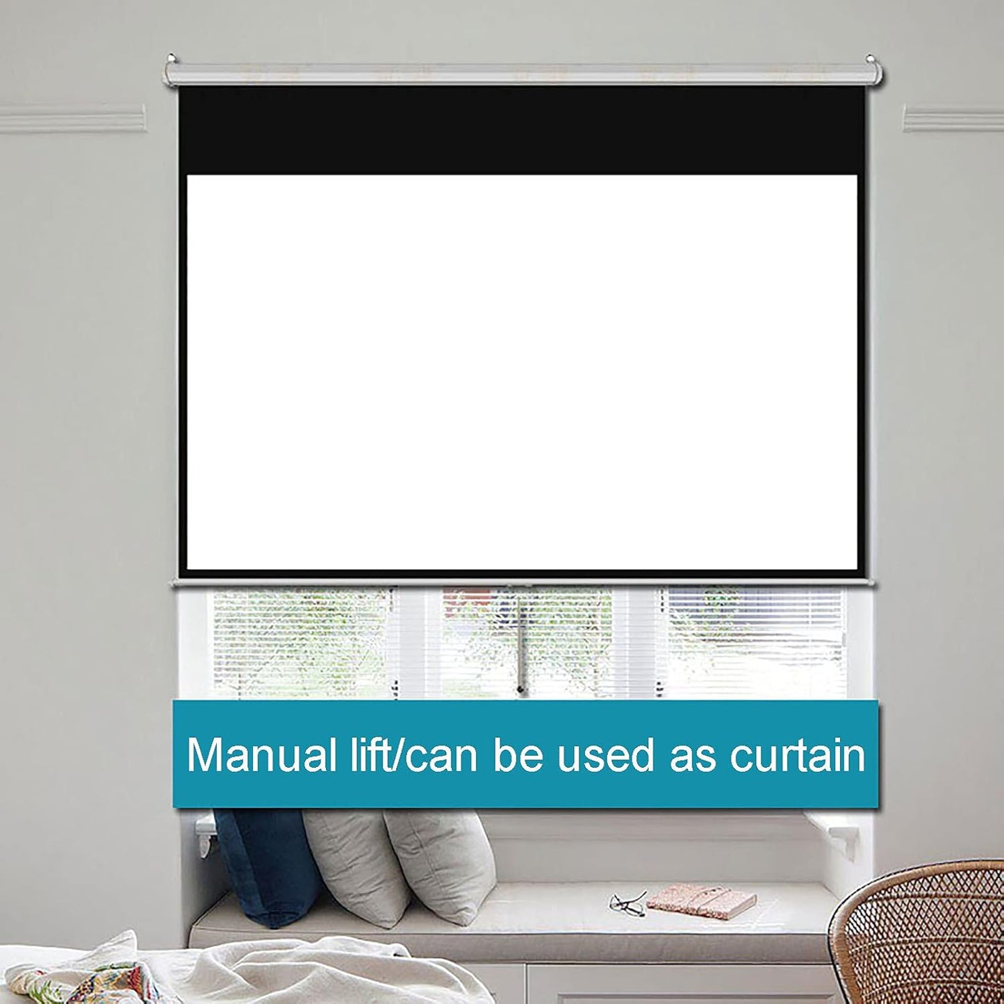 Auto-Locking Portable Projection Screen for Home Theater Conferences, 4:3/16:9 HD Foldable Projection Screen Manual Projector Screen with Wall/Ceiling Installation (60) (100inch 4:3)