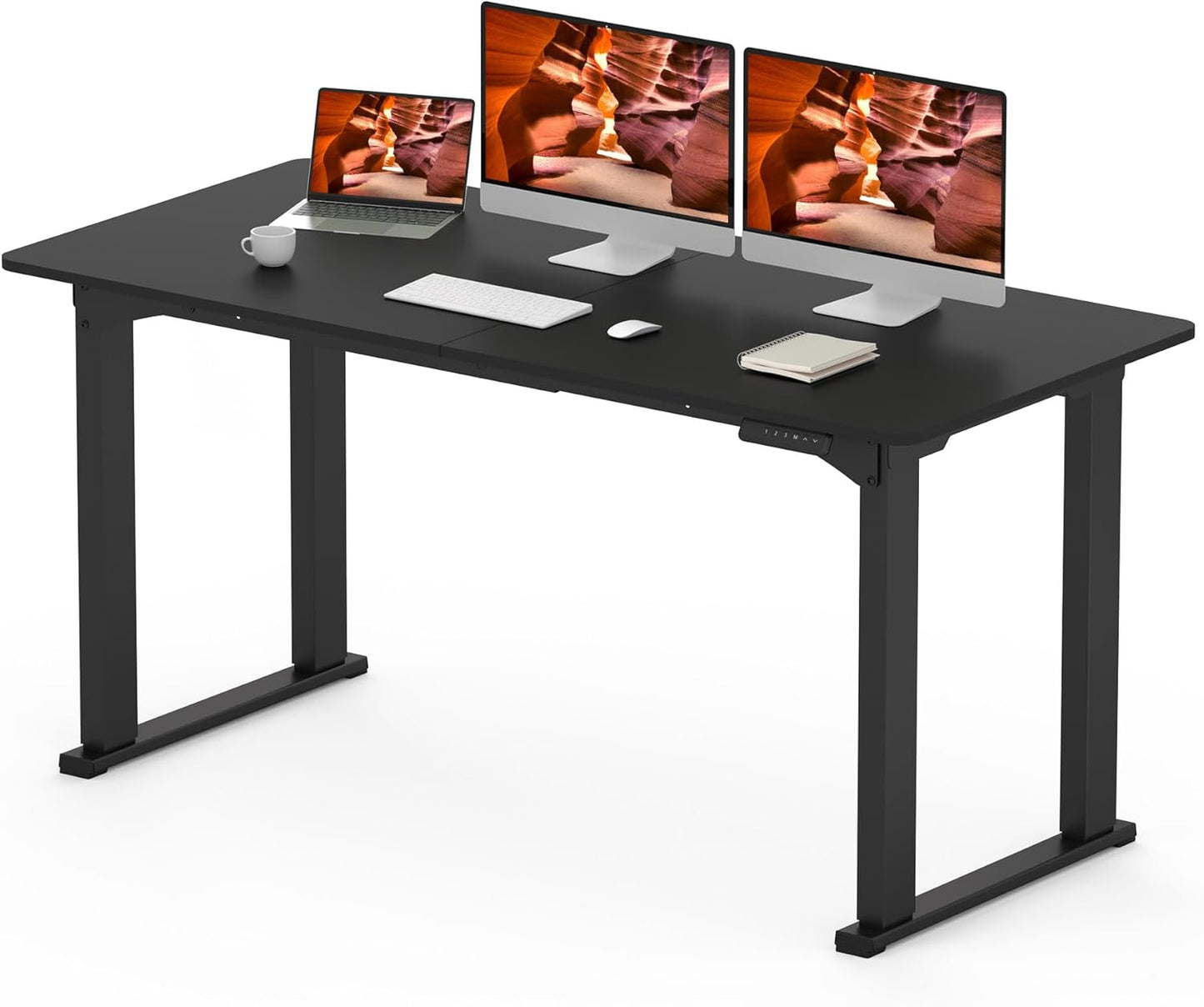 4 Legs Standing Desk, Large 71x31 Inches Electric Adjustable Height Desks with Splice Board, Stand Up Desk Home Office, White