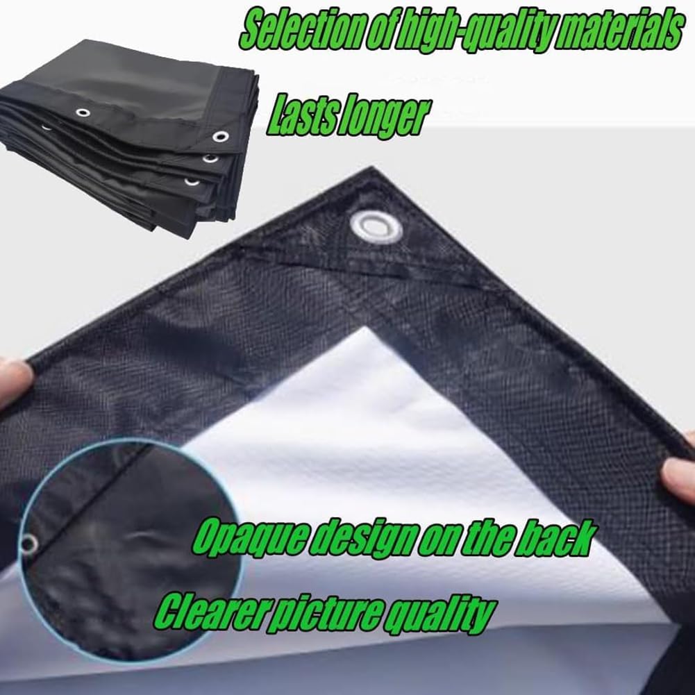 ASSYA 4:3 Portable Projector Screen, Outdoor Camping Home Folding Large Size High-Definition Black Bottom Opaque Windproof Movie Background Cloth,250 inches