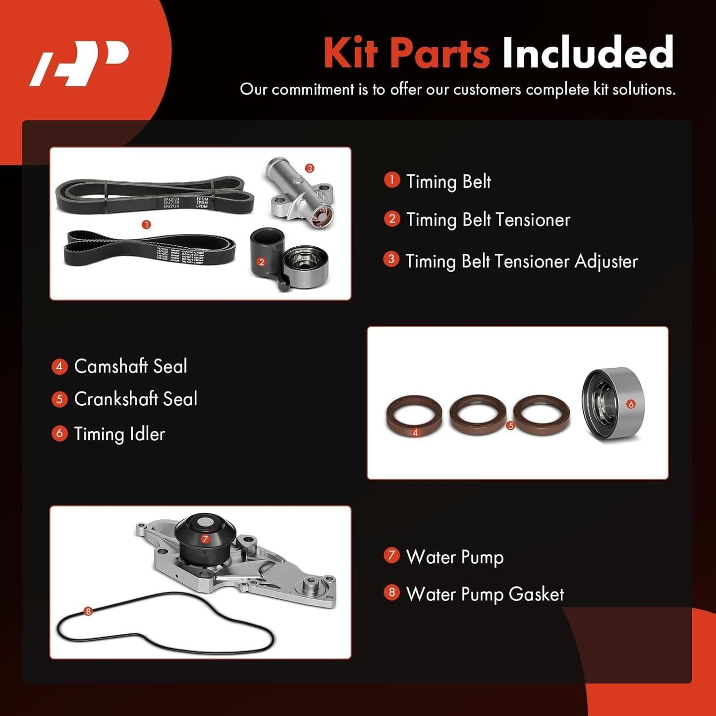 A-Premium Timing Belt Kit with Water Pump Compatible with 03-18 Honda Accord Crosstour Pilot Odyssey Ridgeline Acura MDX RDX RL TL TSX ZDX Saturn Vue 3.0L 3.2L 3.5L 3.7L V6 19200RDVJ01 TKH002 TCKWP329