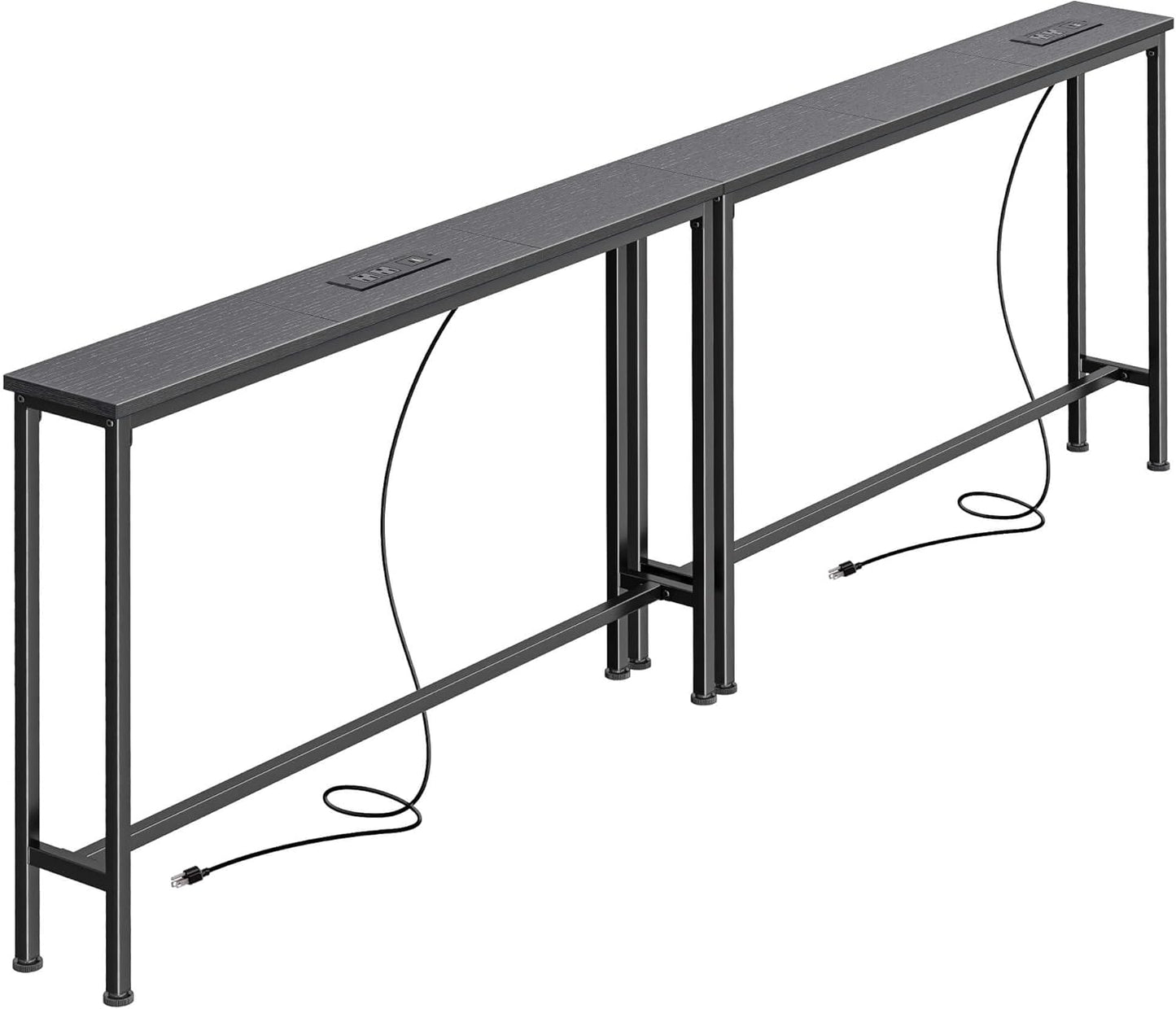 SUPERJARE 78.8 inch Narrow Console Table with Outlet, Sofa Table Set of 2, Behind Couch Table, Long Entryway Tables with Charging Station, for Living Room, Rustic Brown