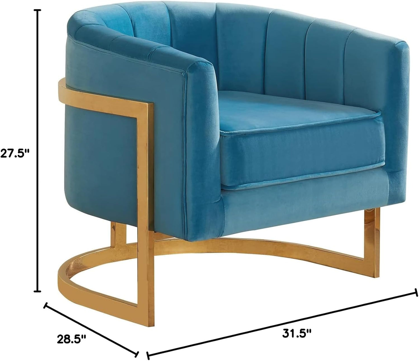 Velvet Barrel Accent Chair - Modern Upholstered Living Room Chair with Gold Base - Stylish Comfort