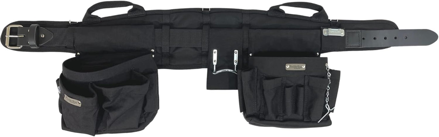 BOULDER BAG Professional Electrician's MAX Combo with Comfort Back Support Tool Belt, Leather Belt Buckle, Heavy Duty Work Belt, Black, (Large 33-36 Inch Waist), Made in USA