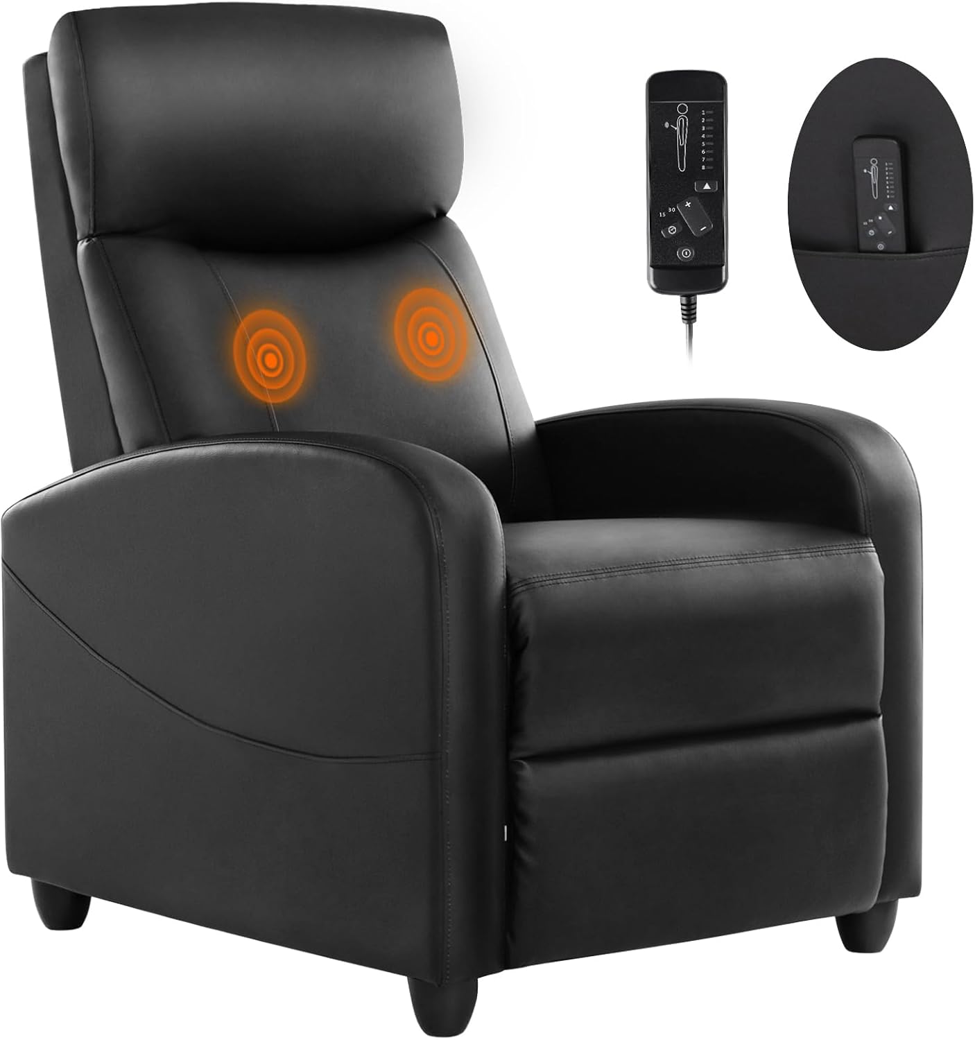 Sweetcrispy Massage Recliner Chair for Adults, Adjustable Home Theater Seating with Lumbar Support, Small Recliners for Small Spaces, Dark Grey