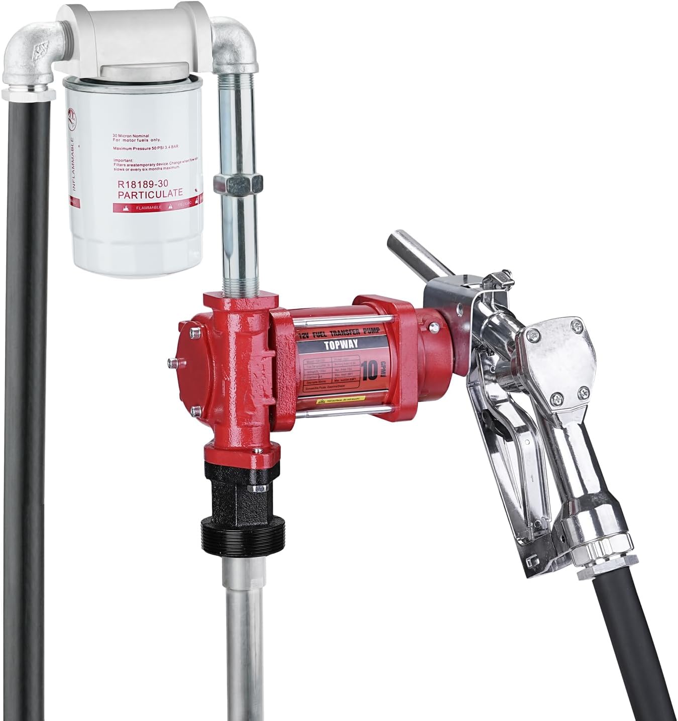 TOPWAY 110V AC Gasoline Fuel Pump 3.7GPM Self-priming Oil Transfer Pump With Handle, Reversible Pumping, Overheat Protection, Explosion-Proof, for Gasoline Fuel Diesel Kerosene Removal