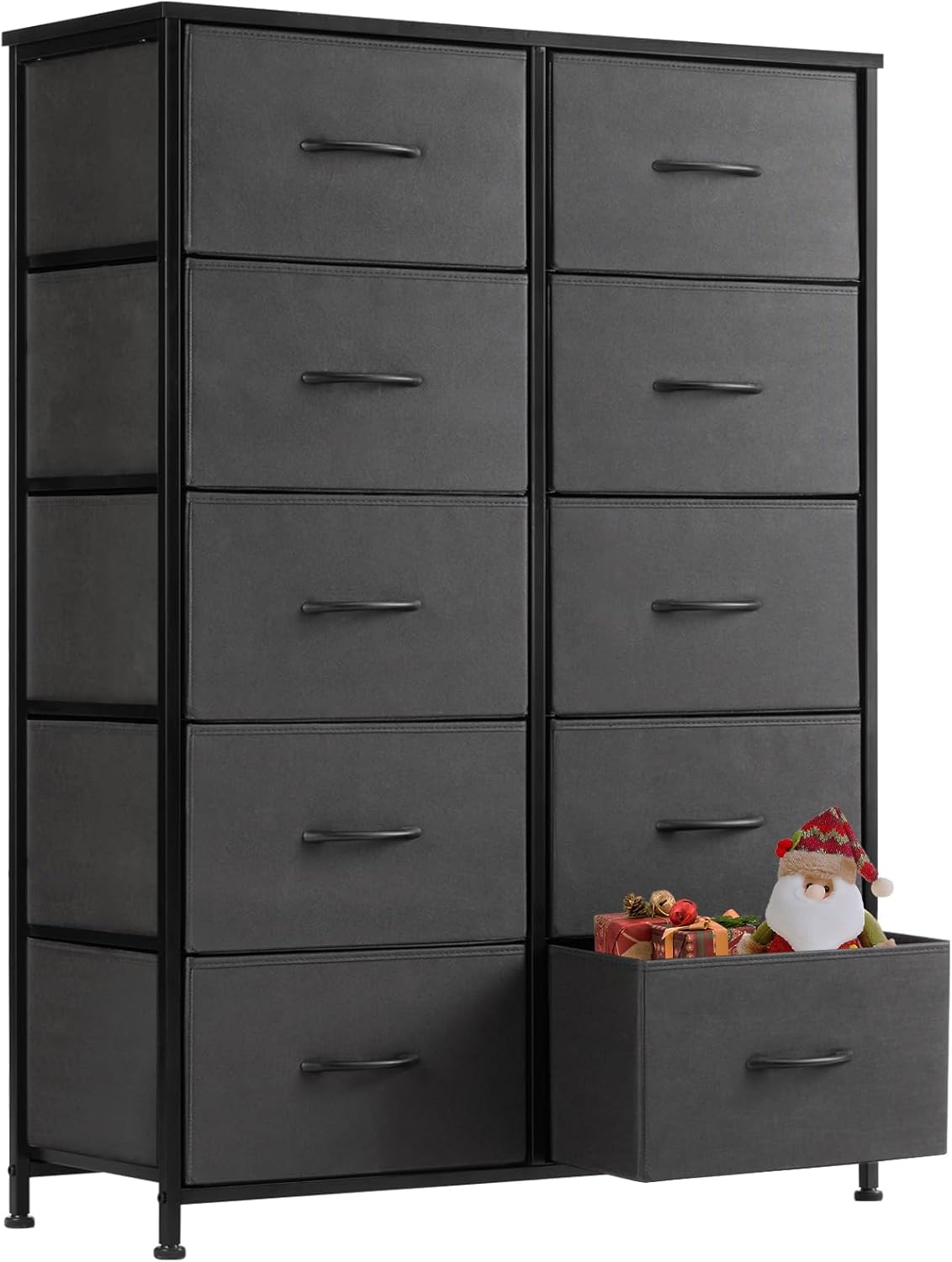 Sweetcrispy Dresser, Dresser for Bedroom Drawer Organizer Storage Drawers, Fabric Storage Tower with 8 Drawers, Chest of Drawers with Steel Frame, Wood Top for Nursery, Living Room, Closet