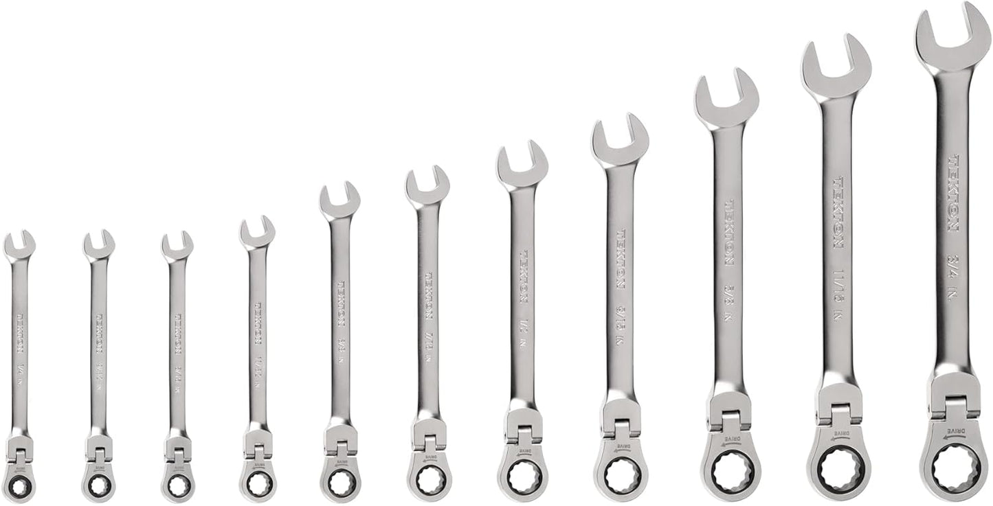 TEKTON Flex Head 12-Point Ratcheting Combination Wrench Set with Modular Organizers, 14-Piece (6-19 mm) | WRC95302
