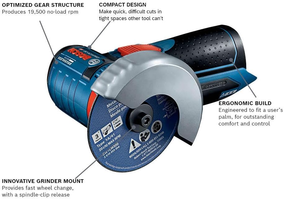 BOSCH GWS12V-30N 12V Max Brushless 3 In. Angle Grinder (Bare Tool)
