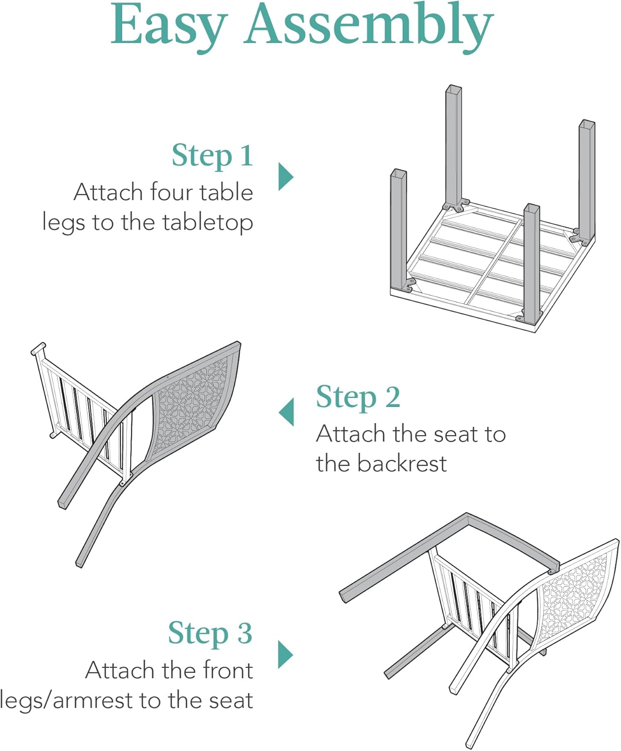 Best Choice Products 3-Piece Outdoor Bistro Set, Stackable Modern Steel Furniture for Porch, Garden w/ 2 Chairs, Table, Geometric Decor - Sage Green