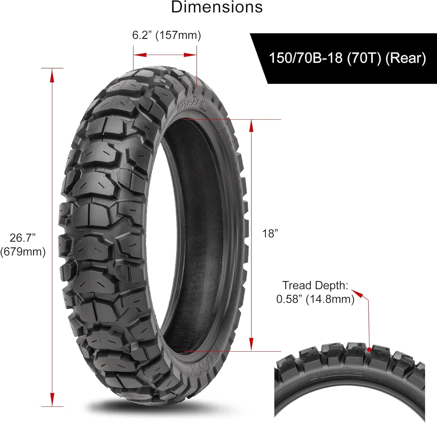 Tusk 2Track Adventure Tire Rear 150/70B-18 (70T)