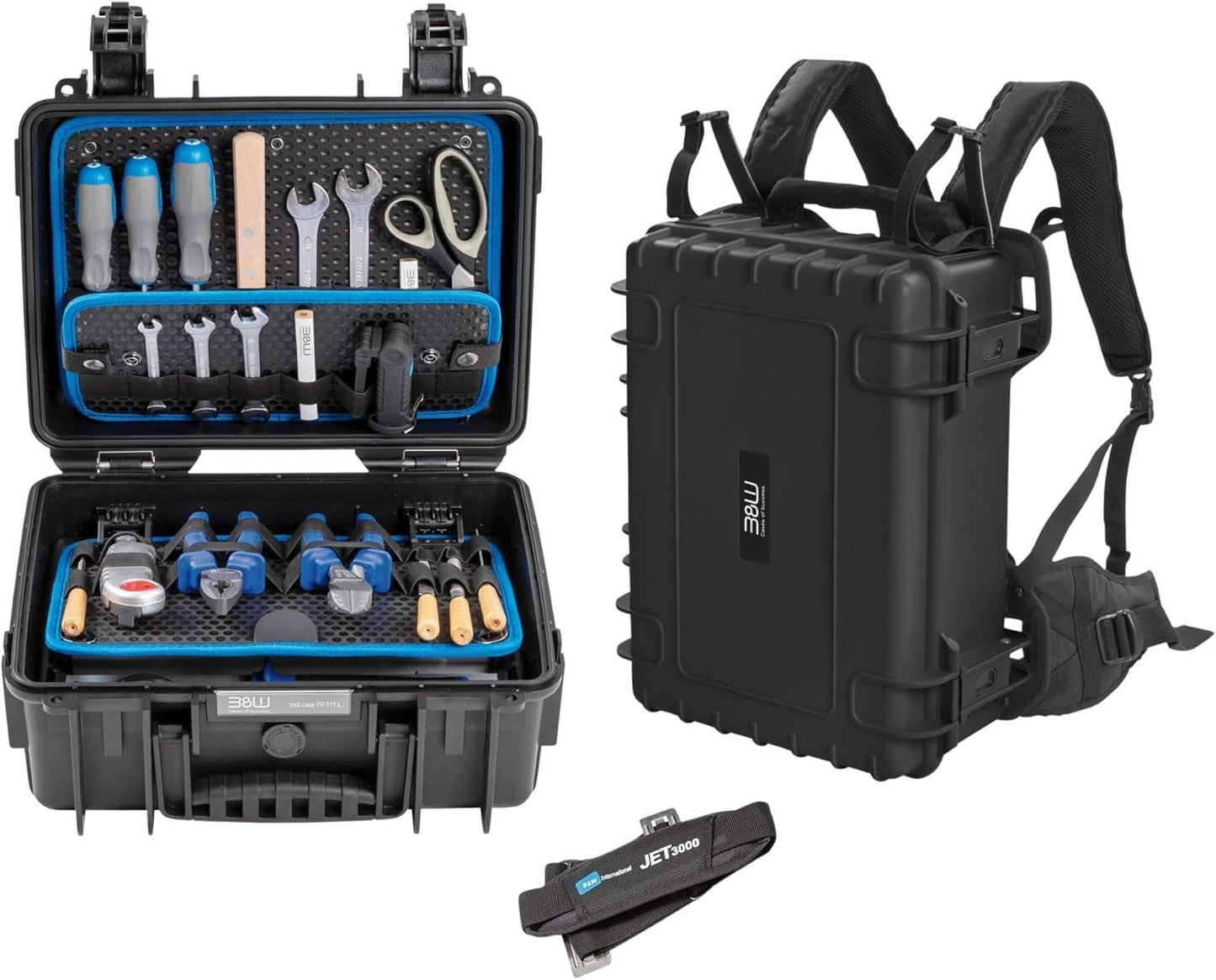 B&W International Jumbo 6600 Outdoor Tool Case with Pocket Tool Boards, Black