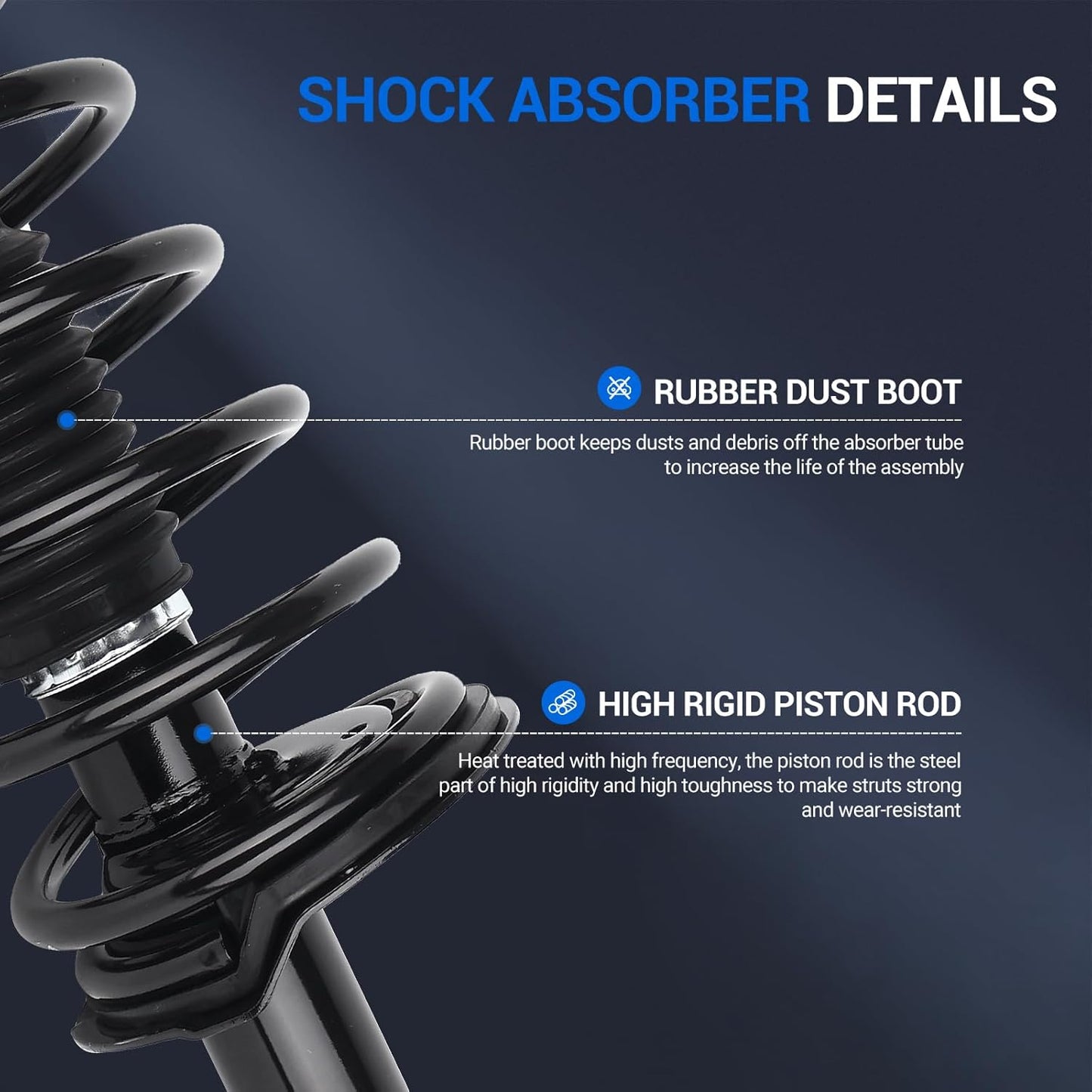 Autoround 172889 172888 Front Complete Shock Absorber Compatible with Ford Edge & Lincoln MKX 2007 2008 2009 2010 FWD, Left & Right Struts with Coil Spring Assembly