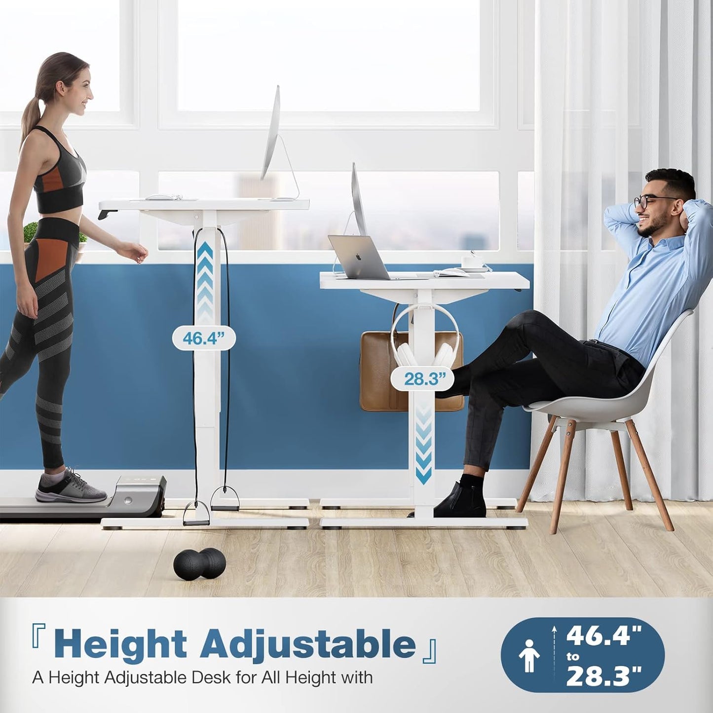 Sweetcrispy Electric Standing Desk Adjustable Height, 48x24 Inch Sit Stand Up Home Office Desks Computer Workstation PC Work Table with 3 Memory Preset Splice Wood Board Metal Frame, White