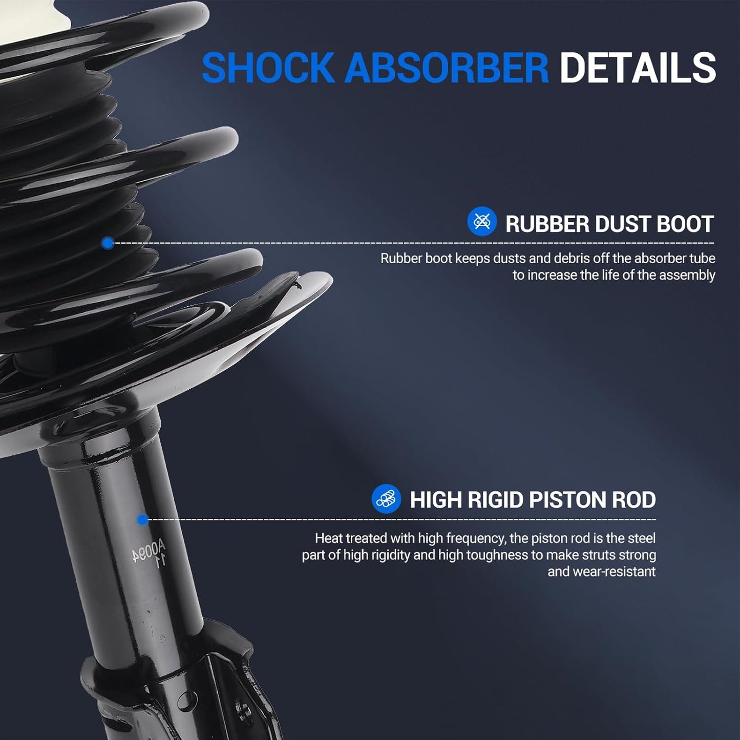 Autoround pair 171661 Front Complete Shock Absorber Assembly Compatible with Chevy Impala 2000-2005/ Monte Carlo 00-07, Buick Regal 97-04/LaCrosse 05-09/Century 97-05, Pontiac Grand Prix 97-03