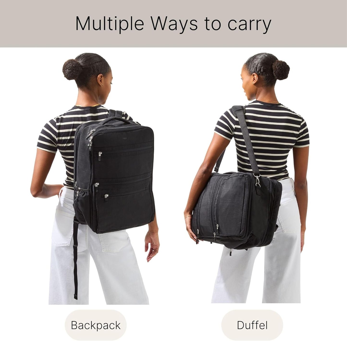 Baggallini Modern Convertible Travel Backpack - Lightweight 11.8"x17.7"x 8.5" Duffel Weekender w/Laptop Pocket