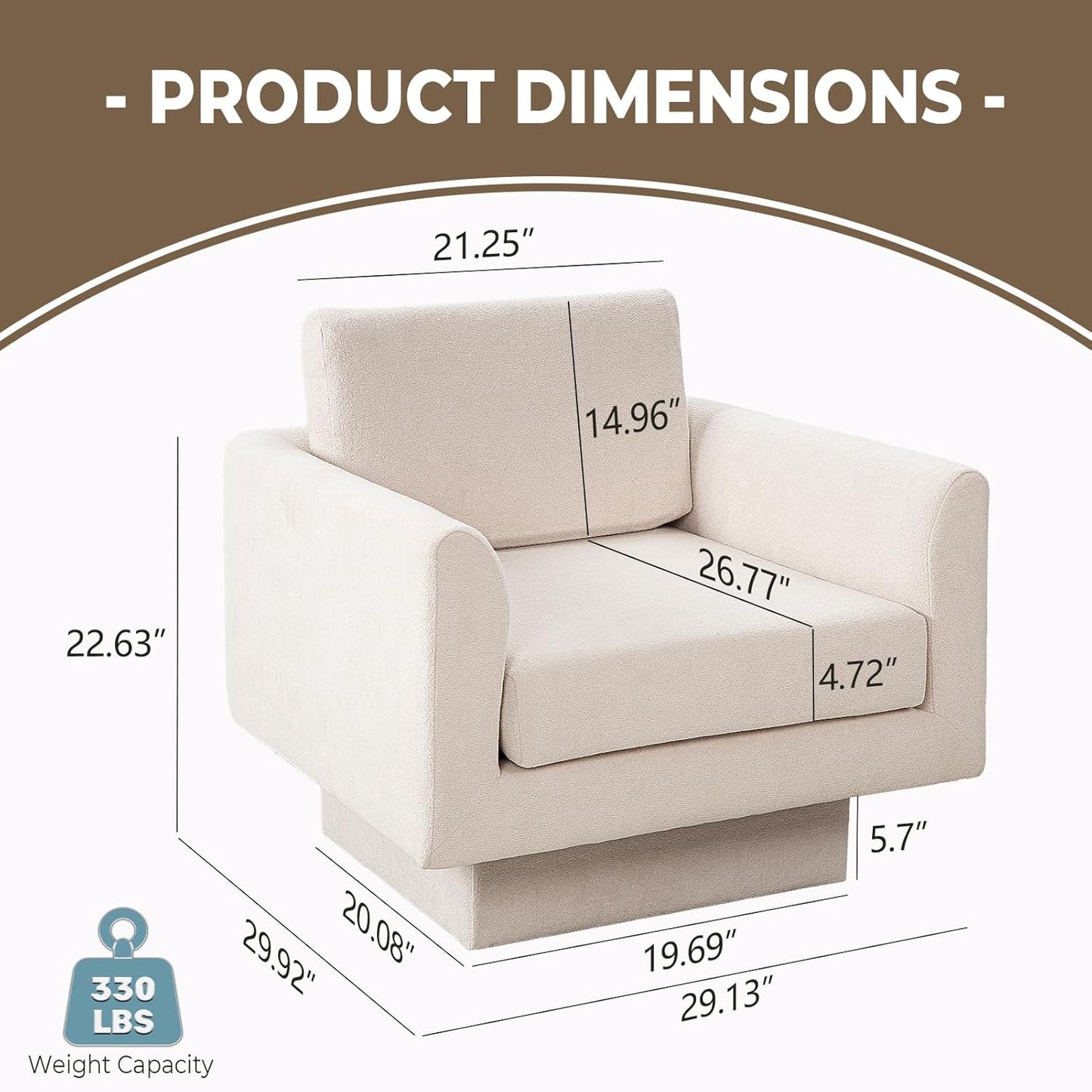Swivel Accent Chair Set of 2, Modern Swivel Barrel Chair Sofa, Wide Upholstered Armchair with Back Pillow for Living Room, Reading Nook, Bedroom-Cream