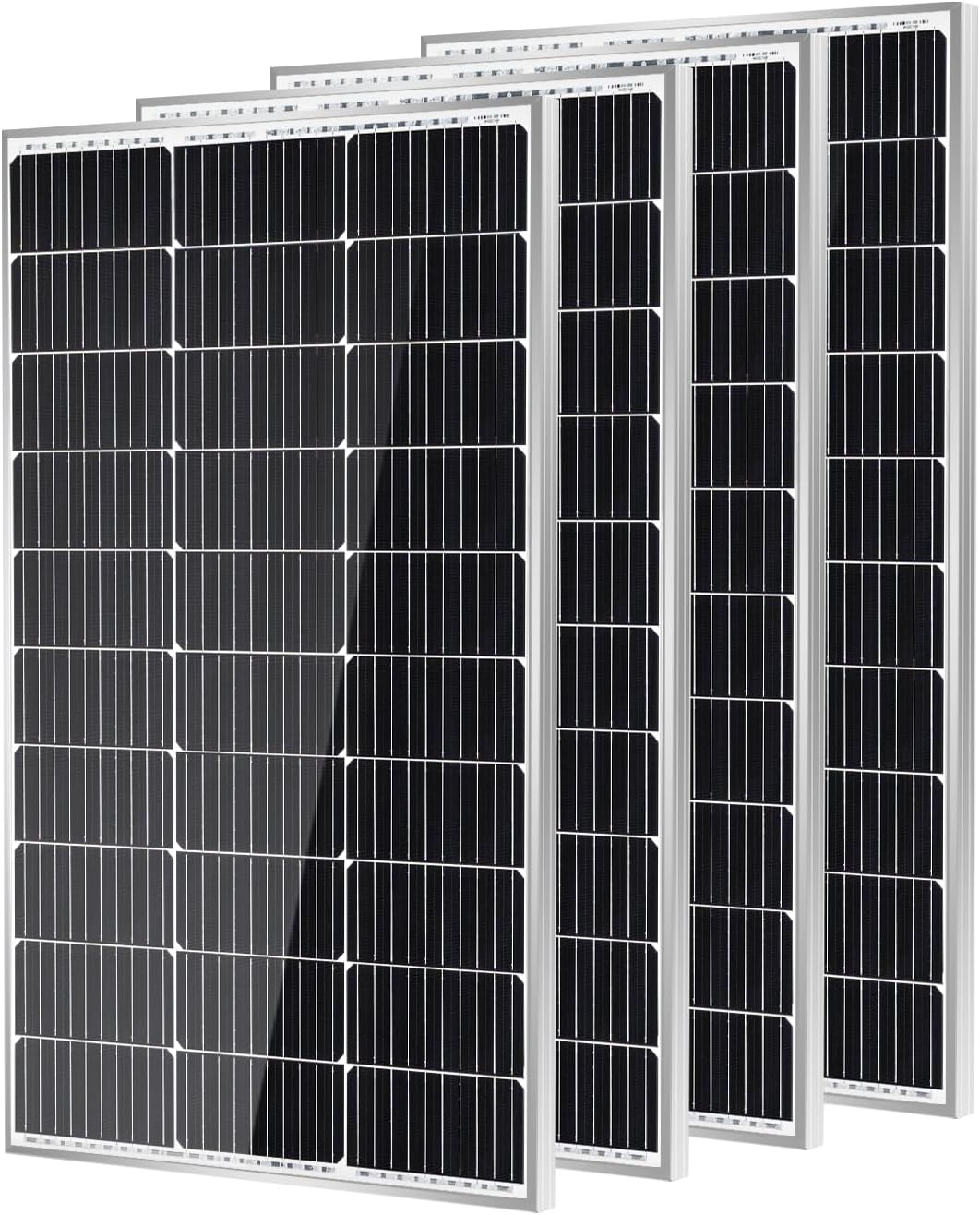 Traver Force 100W 12V 10BB Monocrystalline Solar Panel, Up to 25% High Efficiency Module with Grade A+ Cells, Waterproof for RVs, Motorhomes, Cabins, Marine, Boat,2pcs