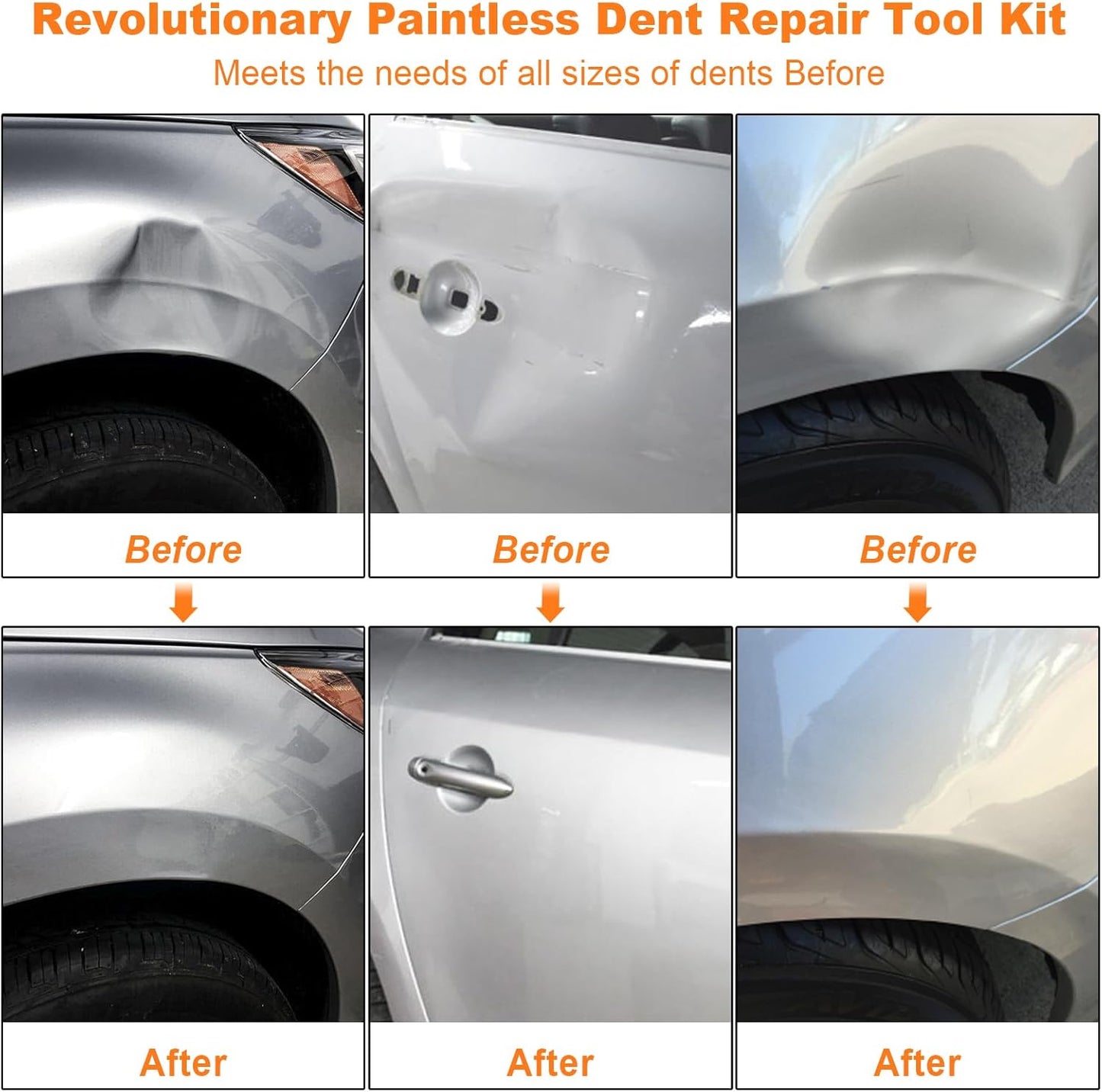 135pcs Dent Puller Kit, Paintless Dent Removal Kit for Dent Repair, Car Dent Repair Kit with T-Bar, Bridge Puller, Golden Lifter, Car Dent Remover for Car Refrigerator Door Ding Repair
