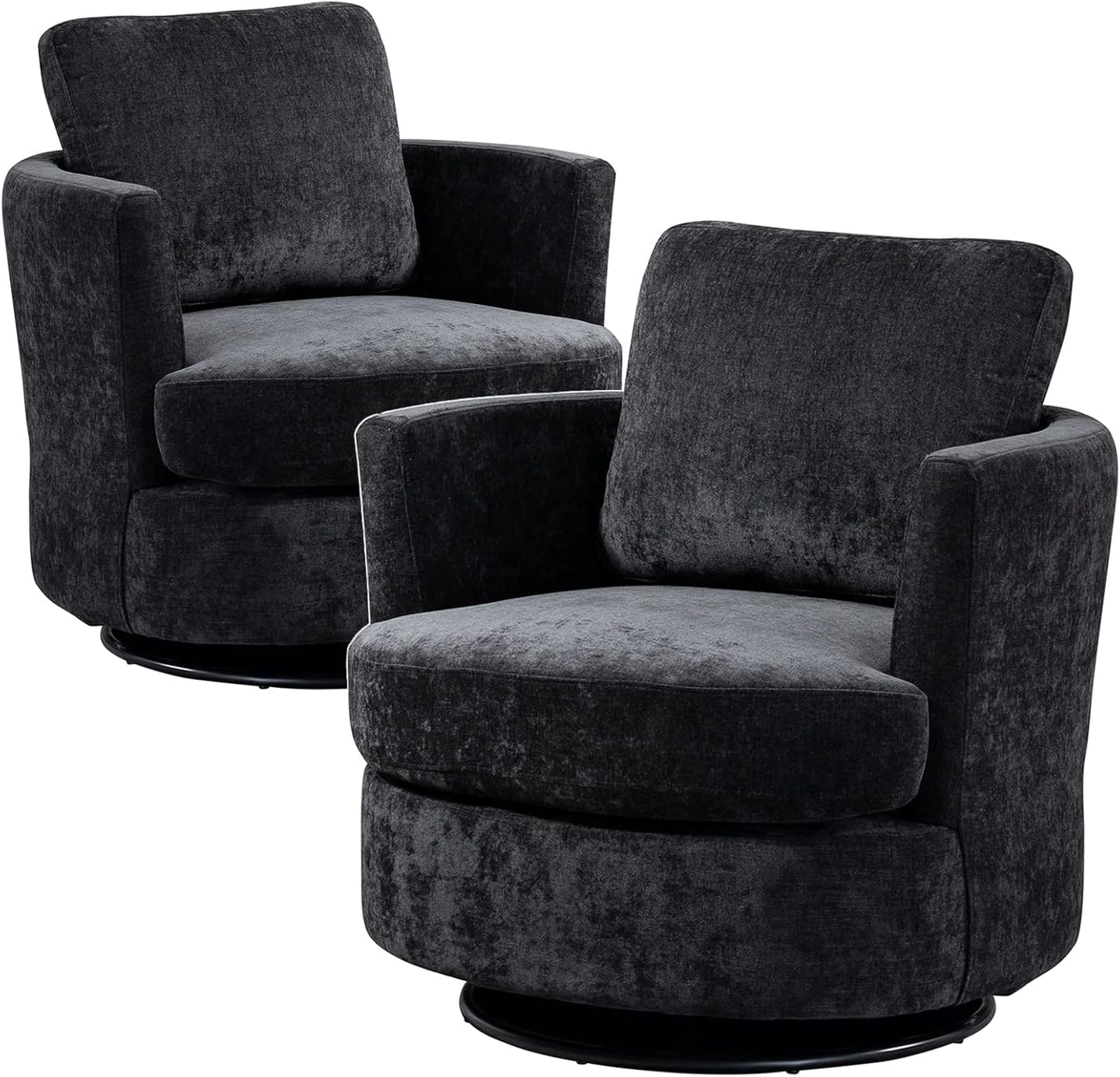 Swivel Accent Chair Set of 2,Teddy Sherpa Round Swivel Barrel Chairs for Living Room Upholstered Modern 360 Degree Swivel Club Chair Comfy Armchair for Nursery Bedroom Office(Dark Blue)