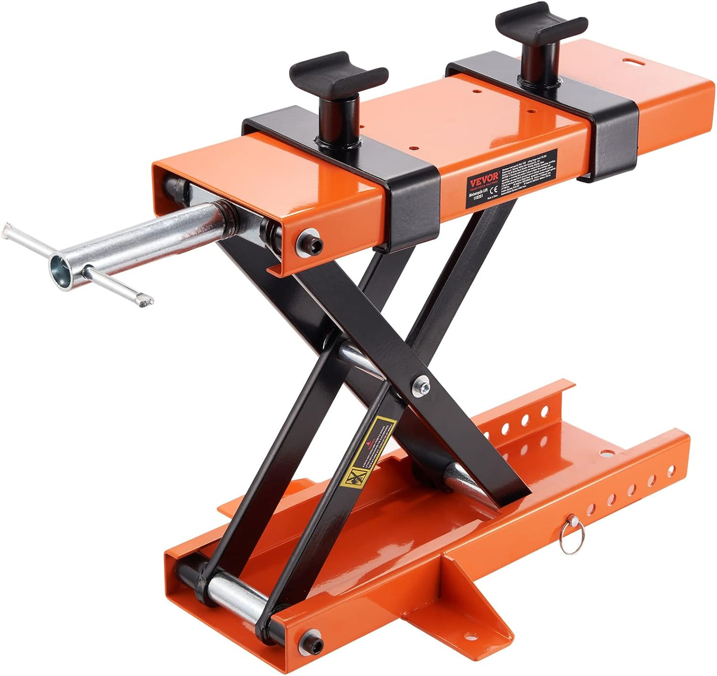 VEVOR Motorcycle Lift, 1100 LBS Motorcycle Scissor Lift Jack with Wide Deck & Safety Pin, 3.7"-13.8" Center Hoist Crank Stand, Steel Scissor Jack for Street Bikes, Cruiser Bikes, Touring Motorcycles