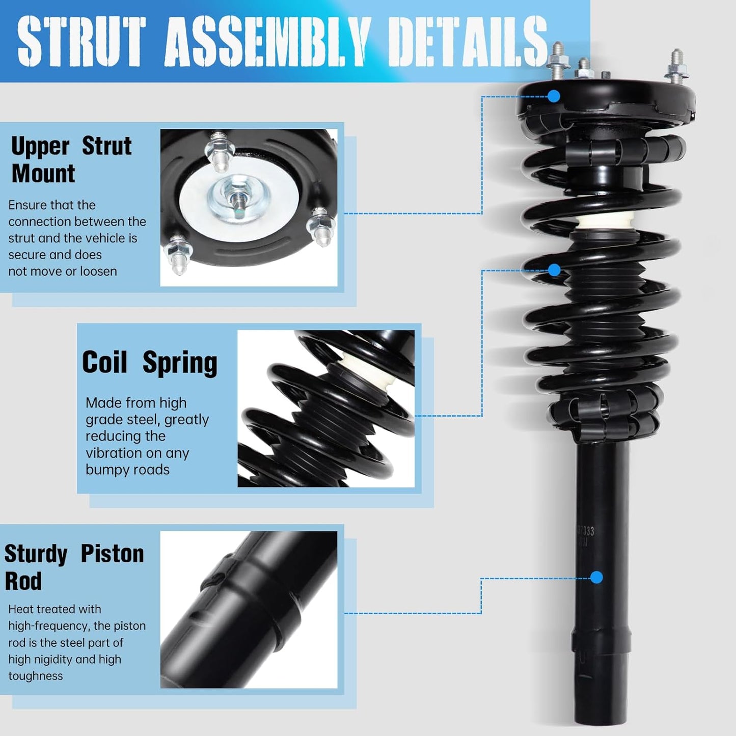 TRIBLE SIX Front Struts Assembly w/Coil Spring Shock Absorbers Replacement for Hyundai Azera Sonata 2006-2011 Suspension Kit 172281(Set of 2)