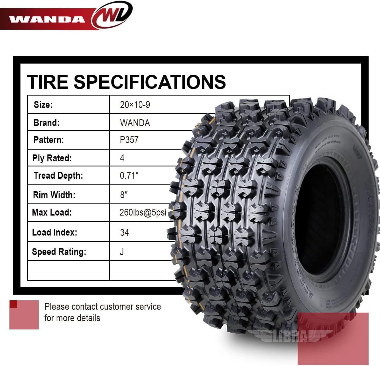 WANDA 2 20x10-9 20x10x9 Yamaha YFZ 450R 450 Banshee 350 rear GNCC Racing Tires