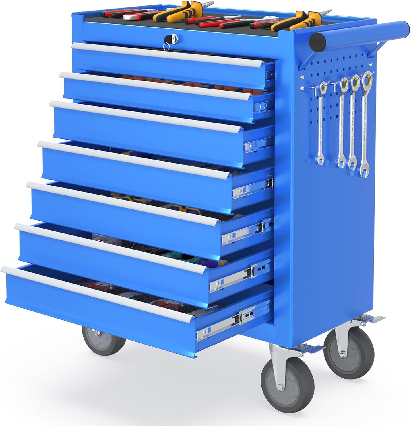 5 Drawers Rolling Tool Chest, Portable Storage Tool Box with Wheels, Rolling Tool Box with Lock for Warehouse, Garage, Repair Shop and Tool Room