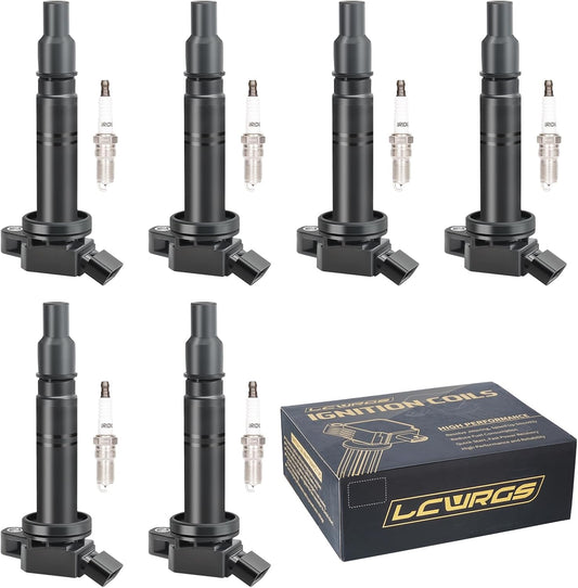 Set of 6 Ignition Coil Pack and Spark Plugs Fits for 4.0 V6 2005-2015 Toyota Tacoma, 2007-2009 Toyota FJ Cruiser, 2003-2009 Toyota 4Runner, 2005-2011 Toyota Tundra Coil Packs Spark Plugs UF495 5C1419