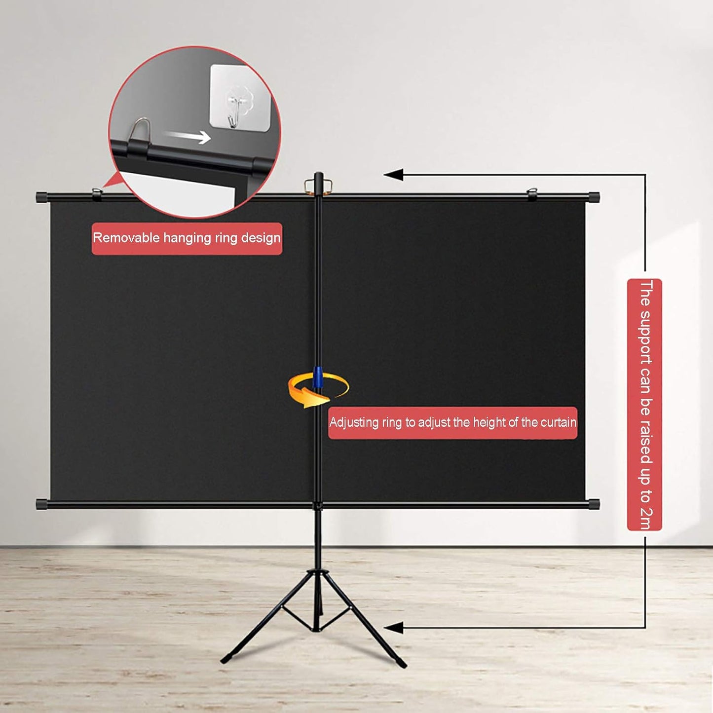 4:3/16:9 HD Portable Bracket Projection Screens, Foldable Tripod Projection Screens Independent Mobile Projection Screens for Indoor Outdoor Home Theater,100inch 16:9
