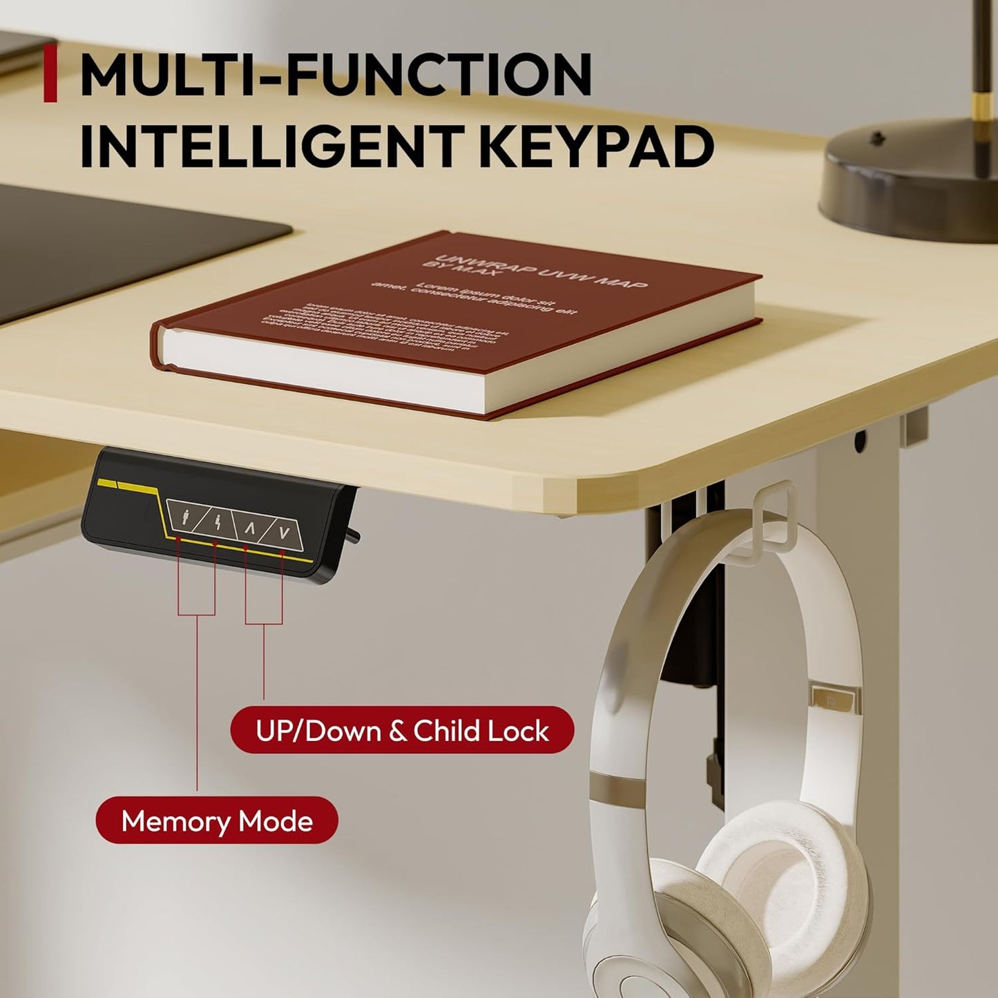 SANODESK Standing Desk with Keyboard Tray 48 × 24 Inches Electric Height Adjustable Desk,Sit Stand up Desk with Splice Board, Home Office Desk Computer Workstation,White Frame/Maple Top