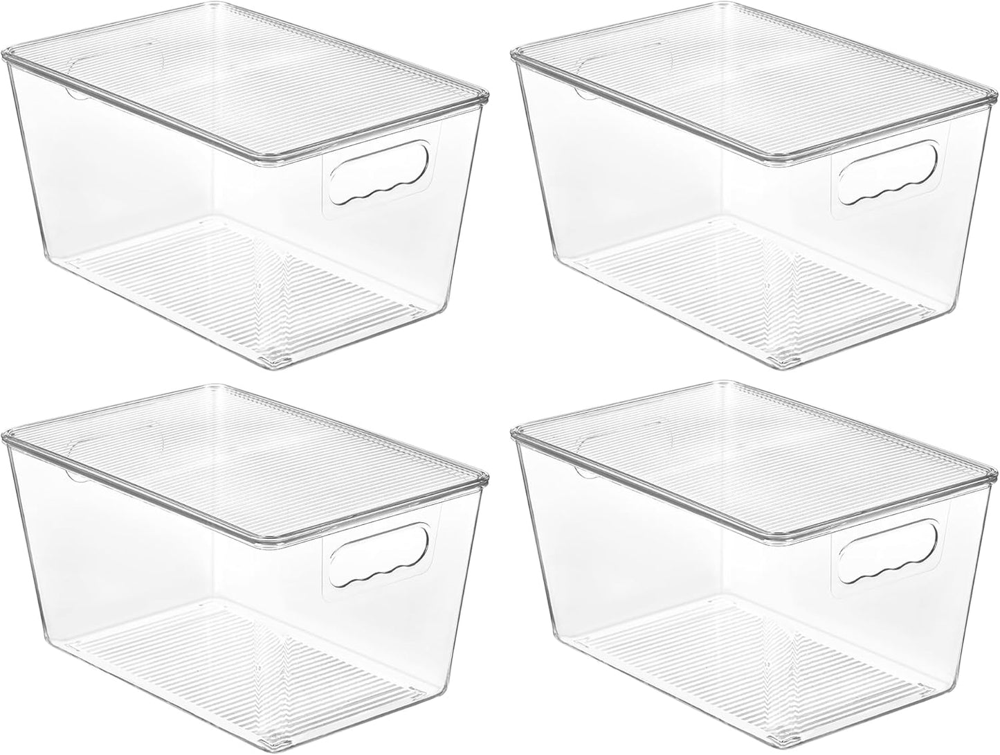Vtopmart 6 Pack Clear Stackable Storage Bins with Lids, Large Plastic Containers with Handle for Pantry Organizer and Storage,Perfect for Bathroom,Cabinet,Kitchen,Fridge,Closet Organization